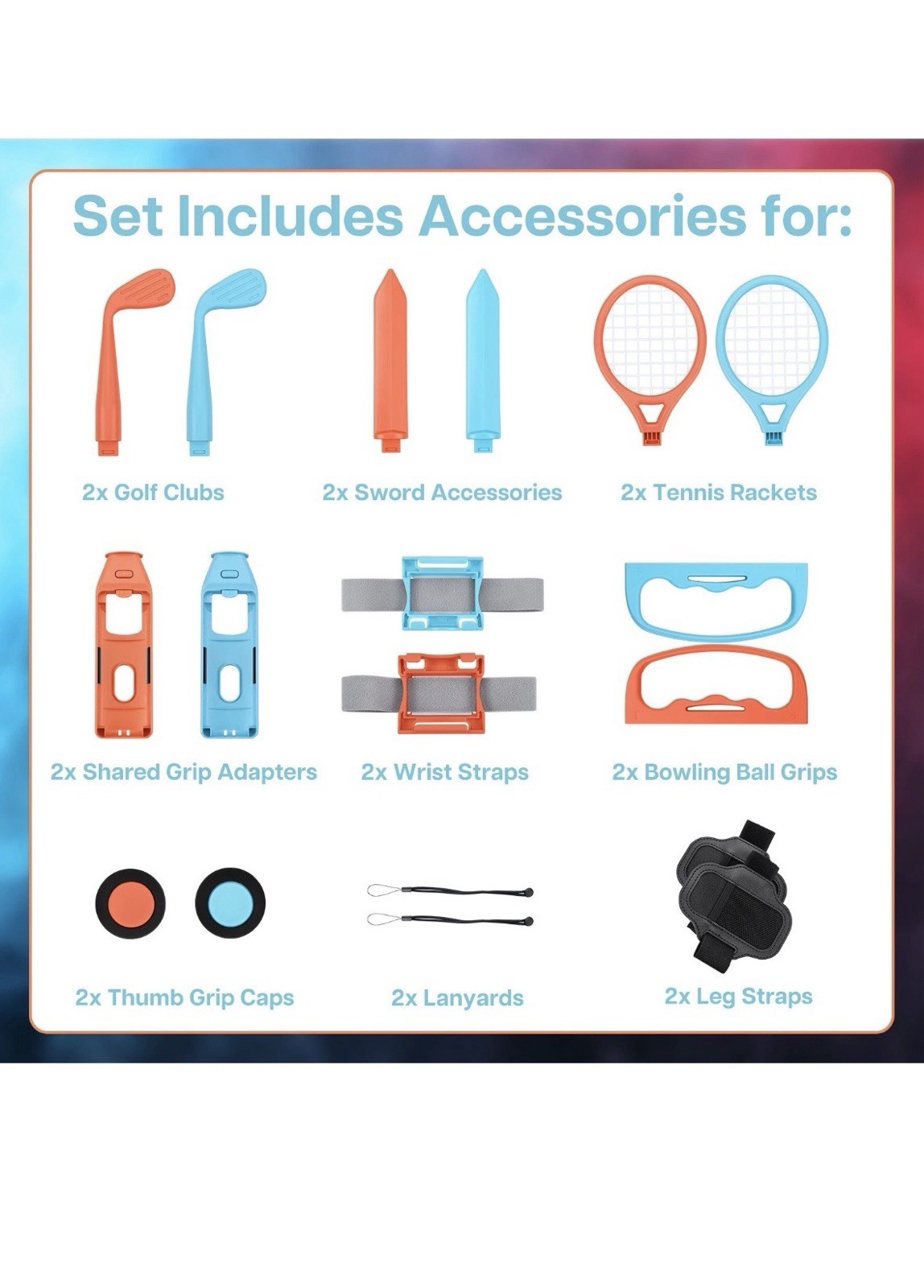 Sports Accessories Bundle for Nintendo Switch 2 – 18 in 1 Family Accessories Kit