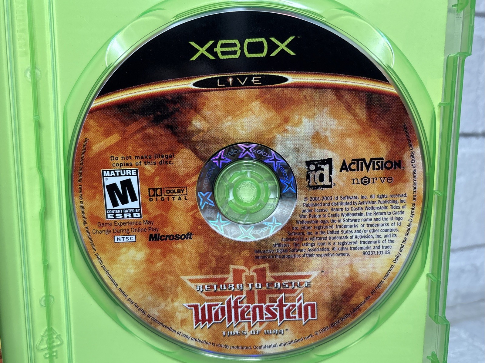 Return To Castle Wolfenstein: Tides Of War Microsoft Xbox Complete Registration