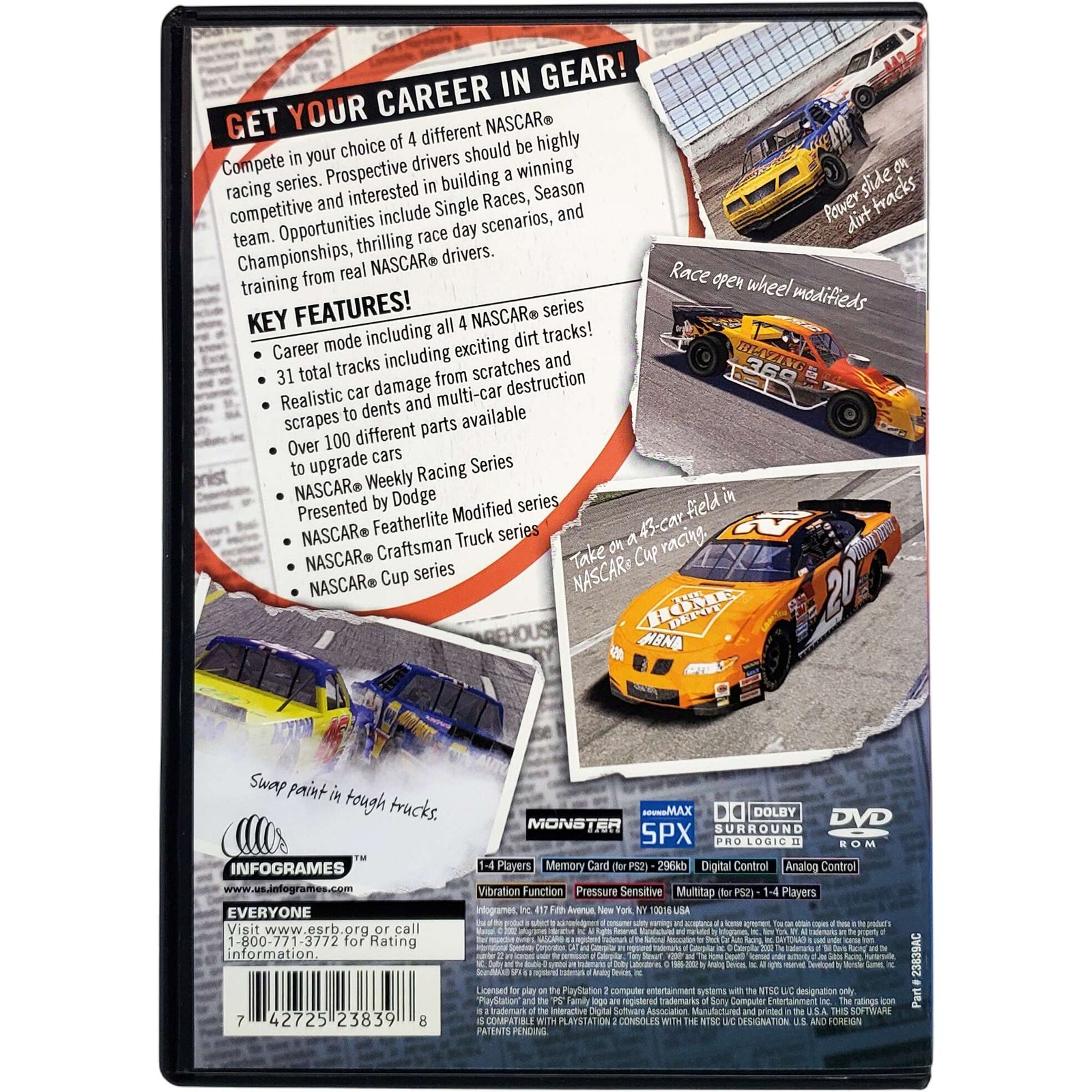 NASCAR Dirt To Daytona – Sony Playstation 2 PS2 Tested 1Y Guarantee