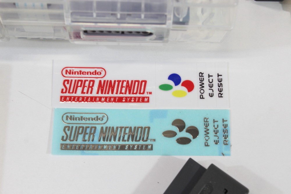 Super Nintendo Crystal Clear Console SNES SFC Converted Controller AC AV Mario