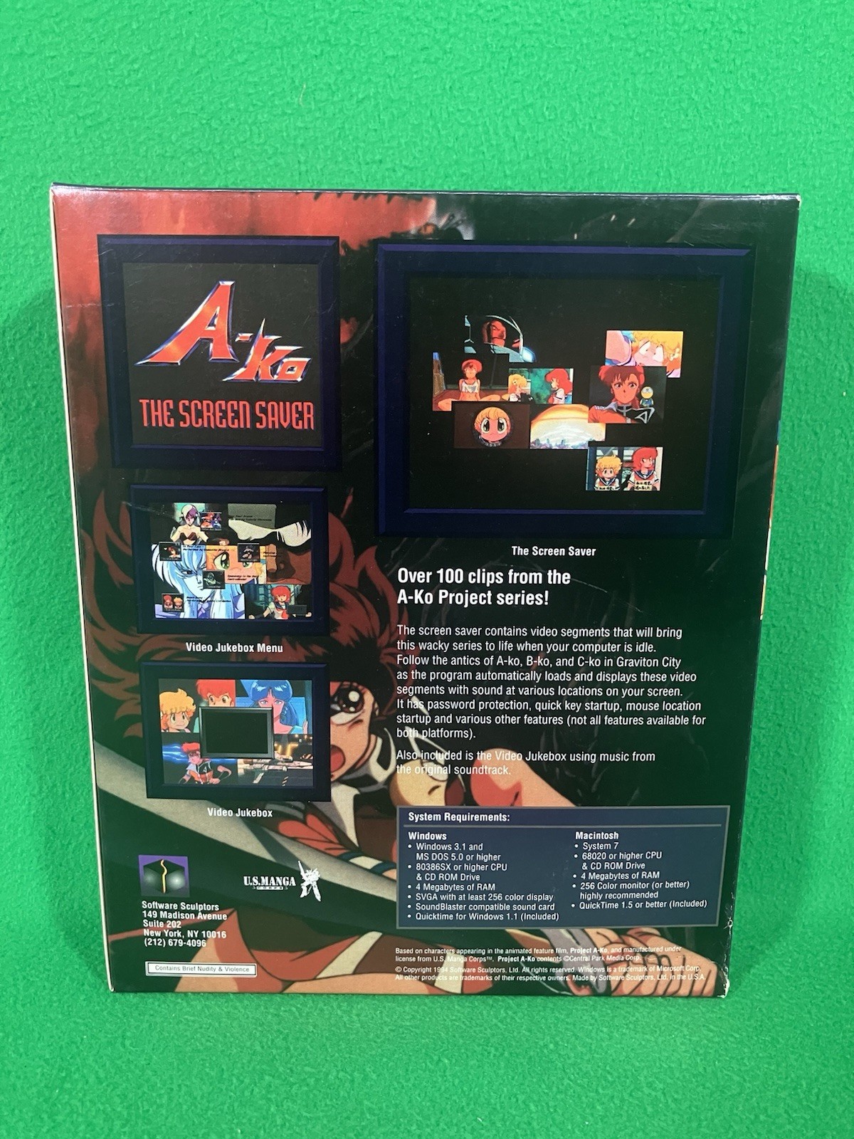 Project A-Ko PC Screen Saver – Big Box CD Anime Software – U.S. Manga – WIN/MAC