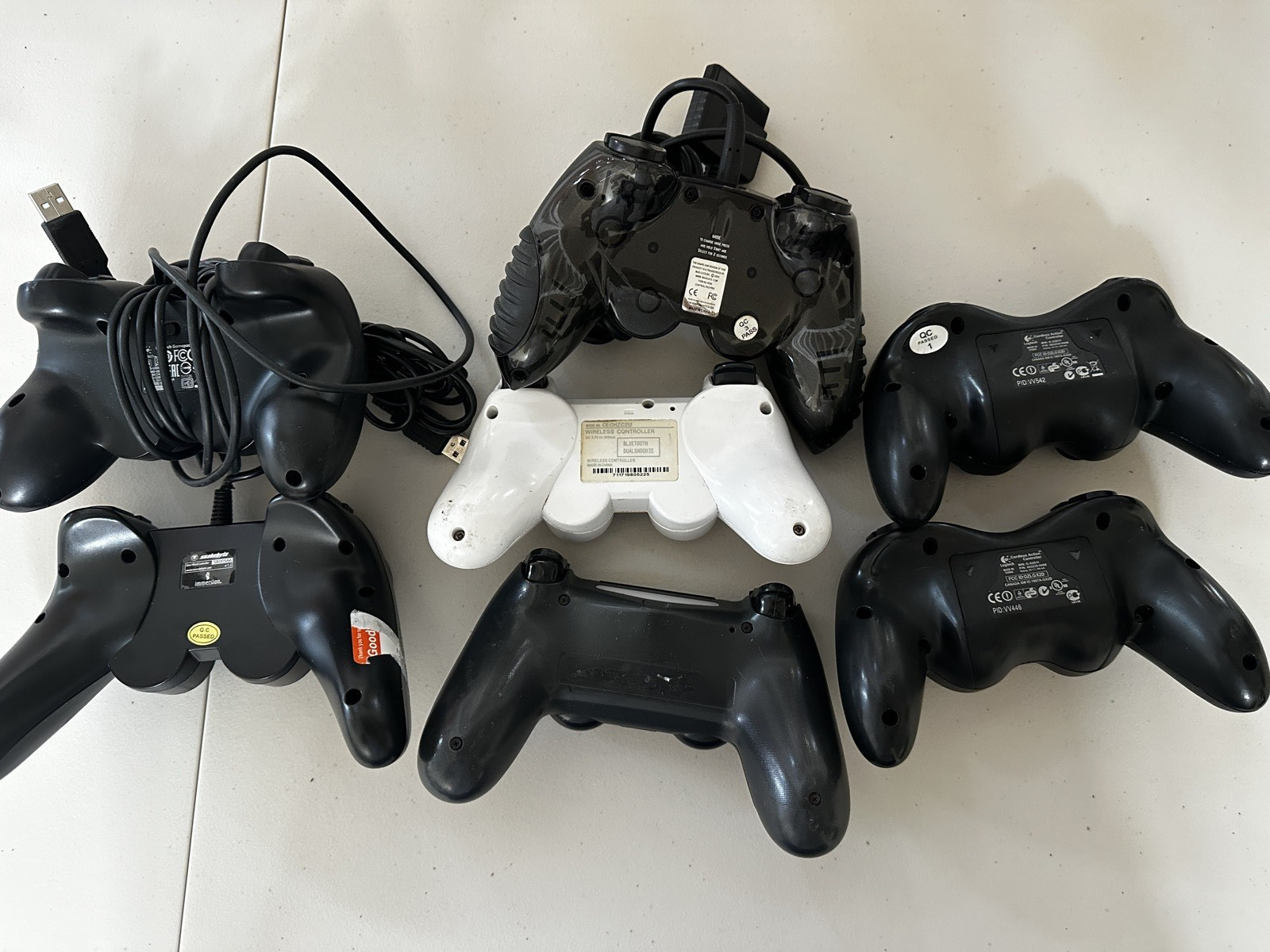 Lot Of 7 Third-party PlayStation PS2, PS3, PS4 Controllers AS IS Untested