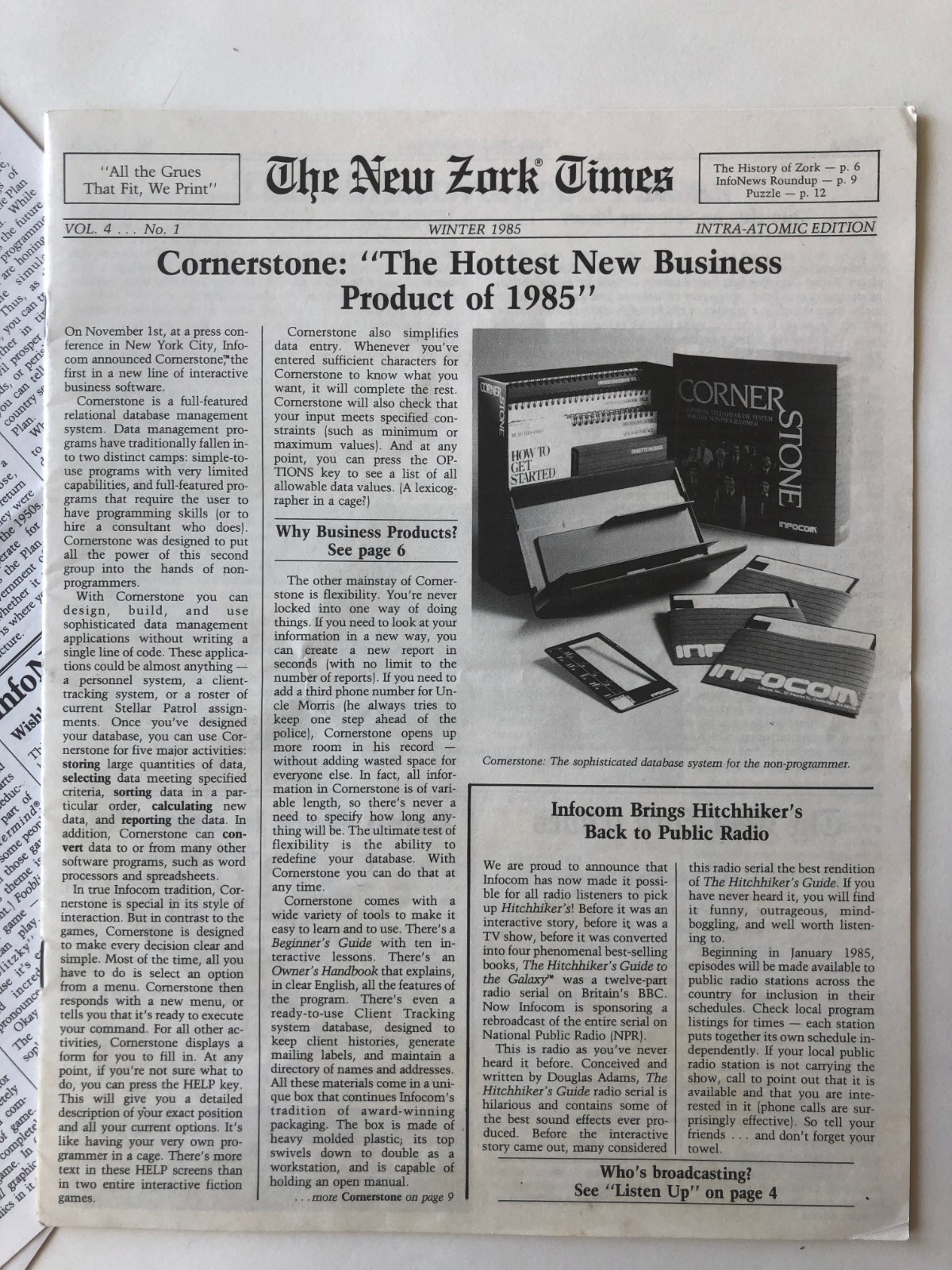 Vintage New Zork Times Infocom Newsletter Lot – Original 1980s interactive fic.