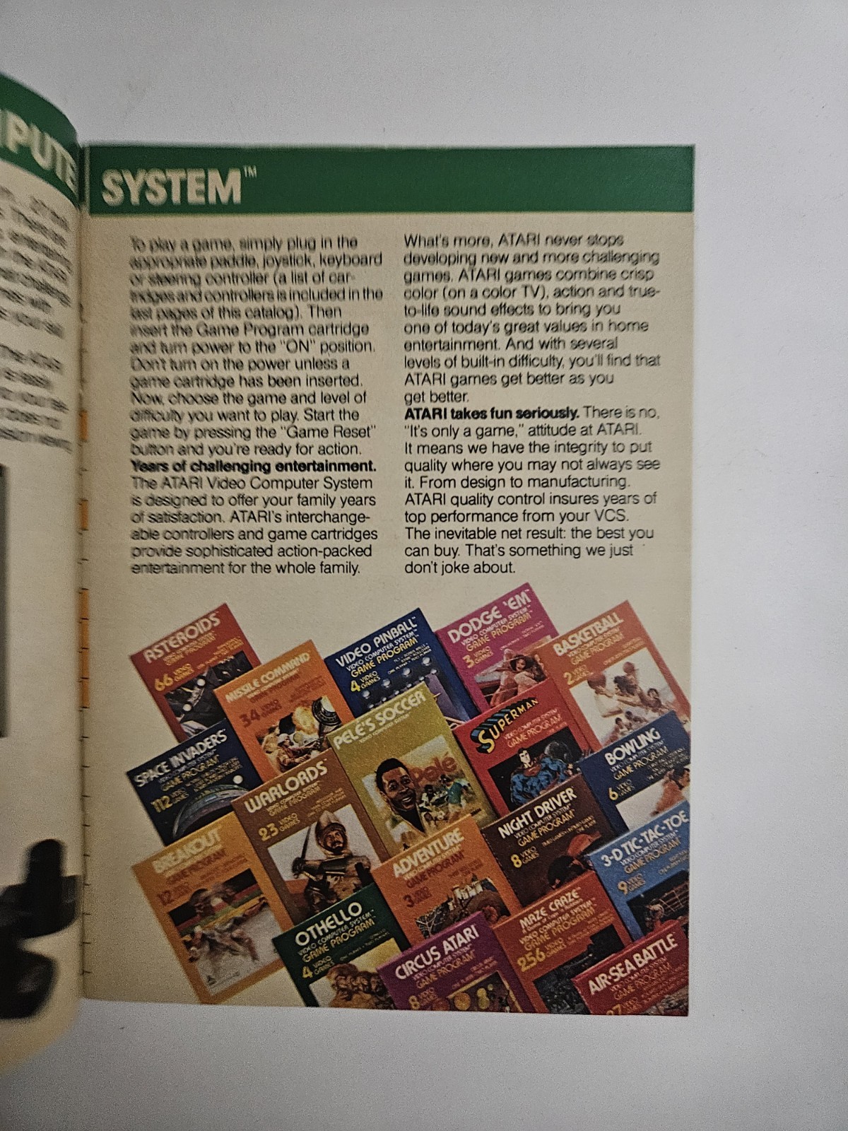 The Atari Video Computer System Catalog 43 Game Program #1