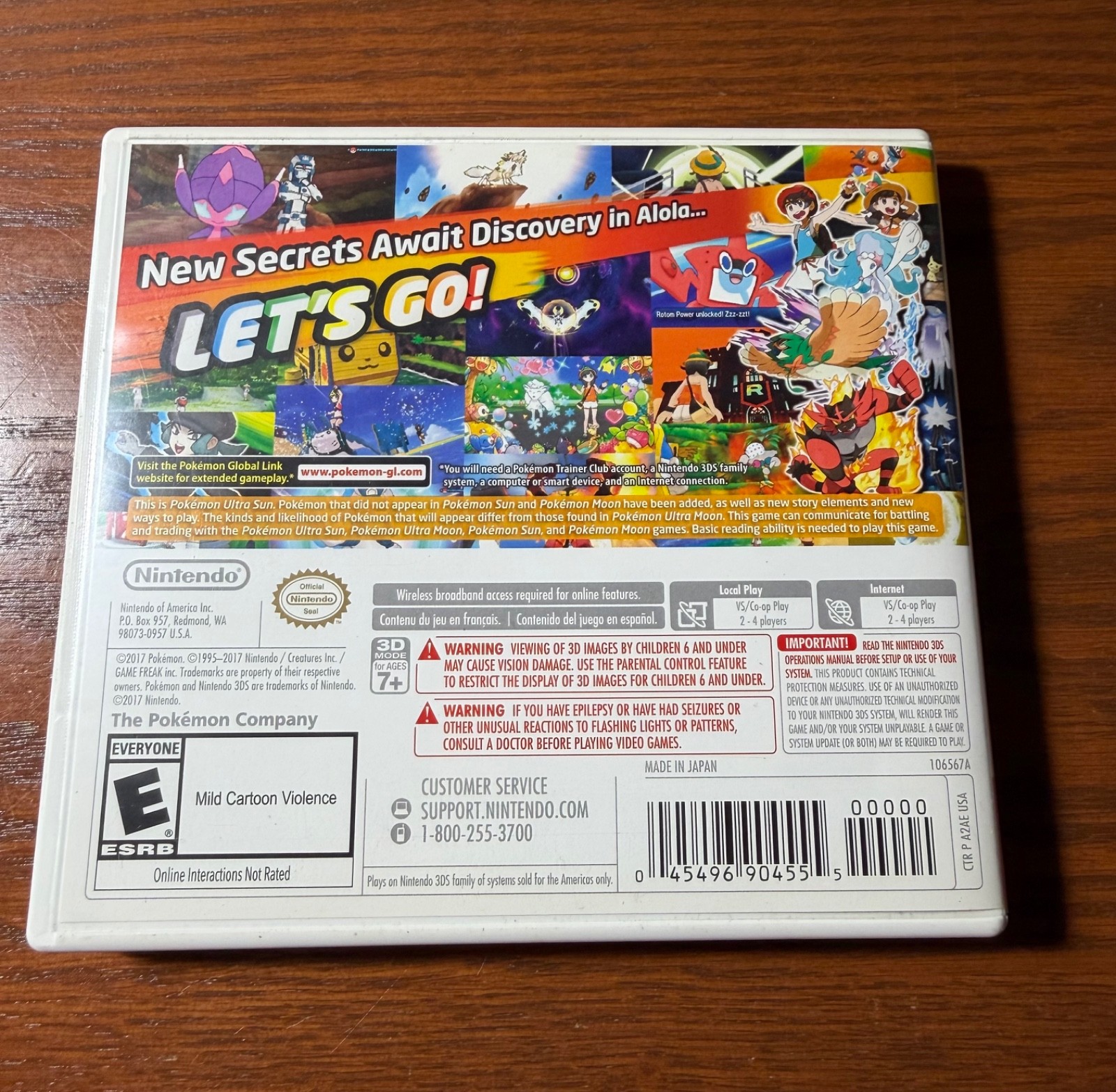 NINTENDO 3DS VIDEO GAME TESTED WORKS POKEMON ULTRA SUN IN CASE W/ MANUAL