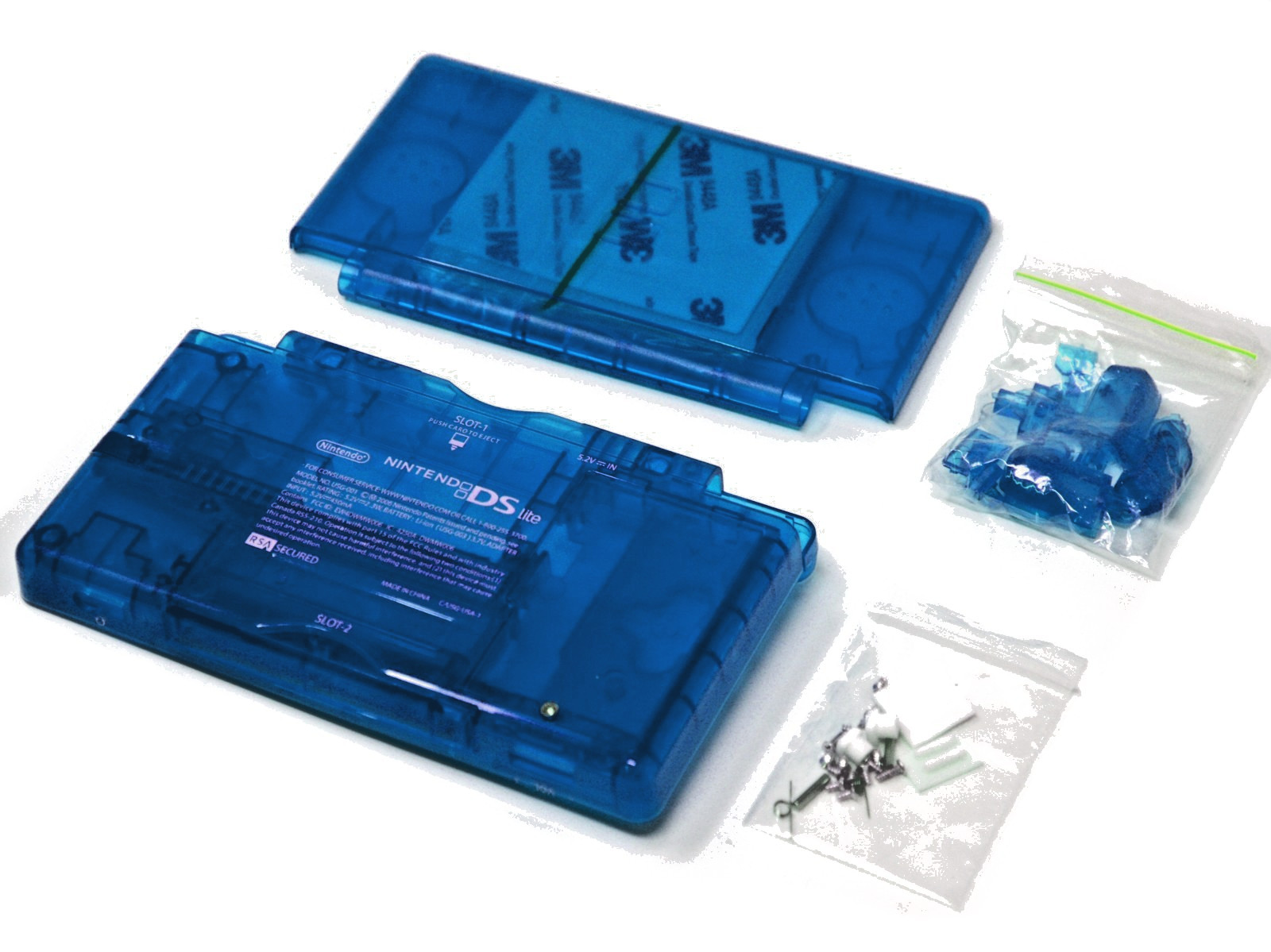 Full Replacement Housing Shell Screen Lens Clear BLUE For Nintendo DS Lite OEM