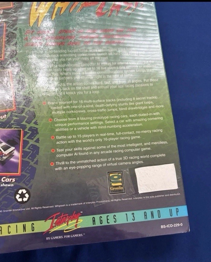 Whiplash PC 1996, Big Box – Brand New – Sealed – Free Shipping