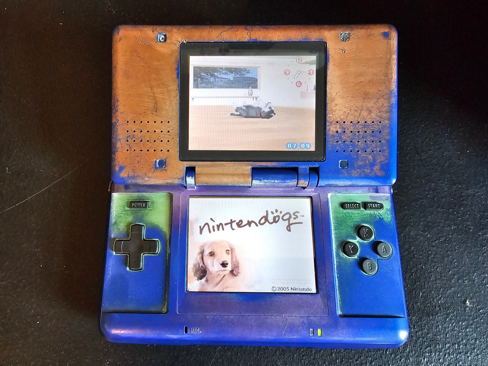 Original Nintendo DS System – Blue & Black – Tested – DS & GBA Ports Work Great