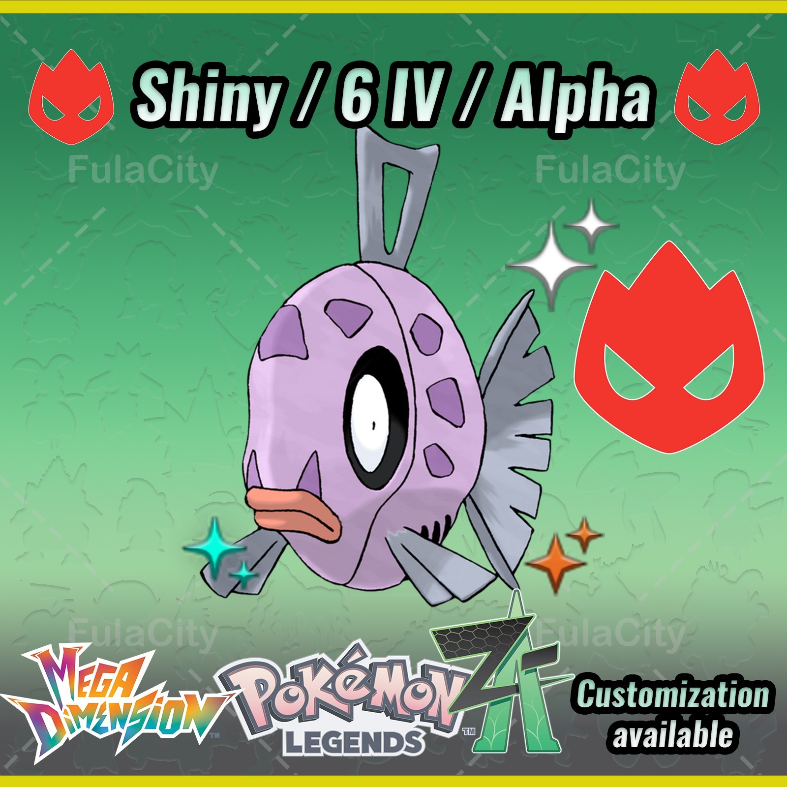 Feebas ❗❗❗ Alpha Shiny ❗❗❗ Pokemon Legends ZA ⚫ 6 IV 🟢 @ Any item