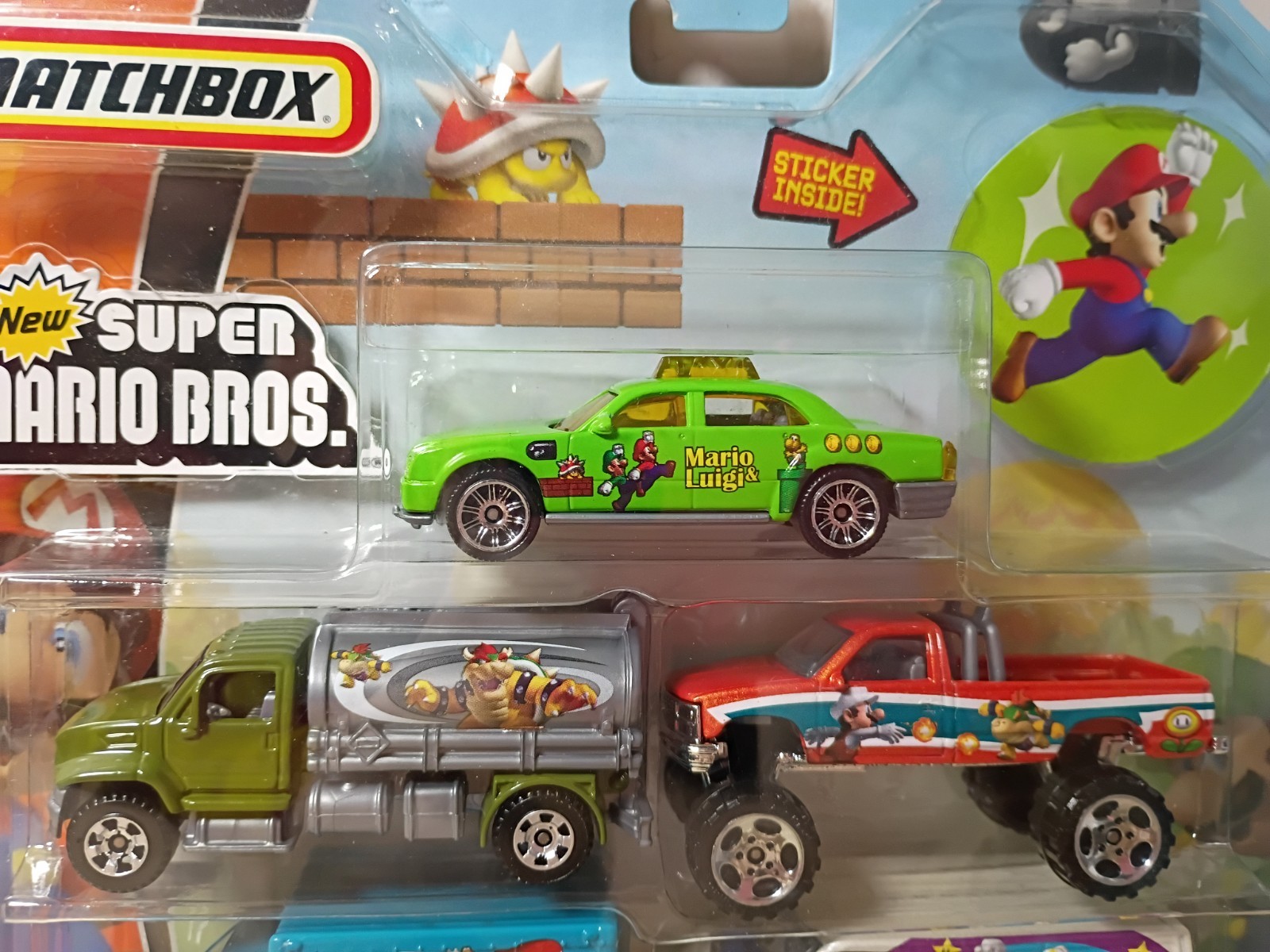 *FREE SHIP* NEW SUPER MARIO BROS Matchbox 5-PK 2007 Ford Chevy Truck Van Taxi