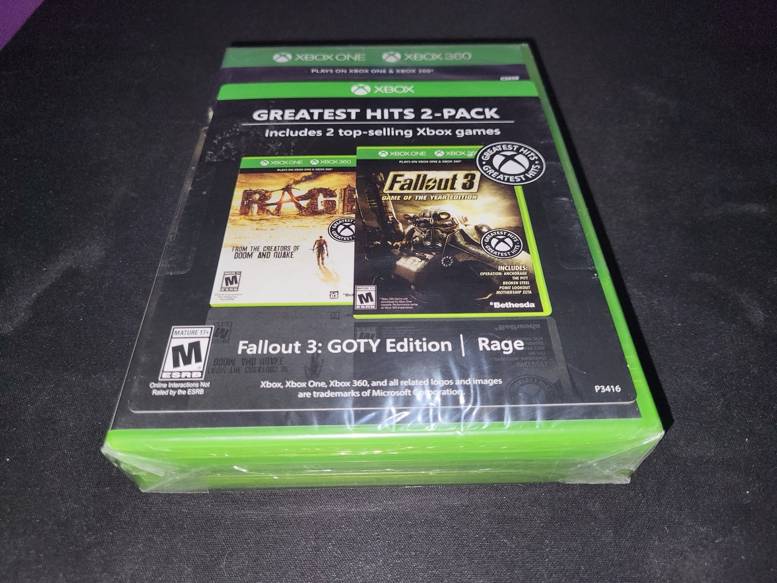 Xbox Greatest Hits 2 Pack Fallout 3 GOTY Edition/Rage Xbox 360/One NEW SEALED