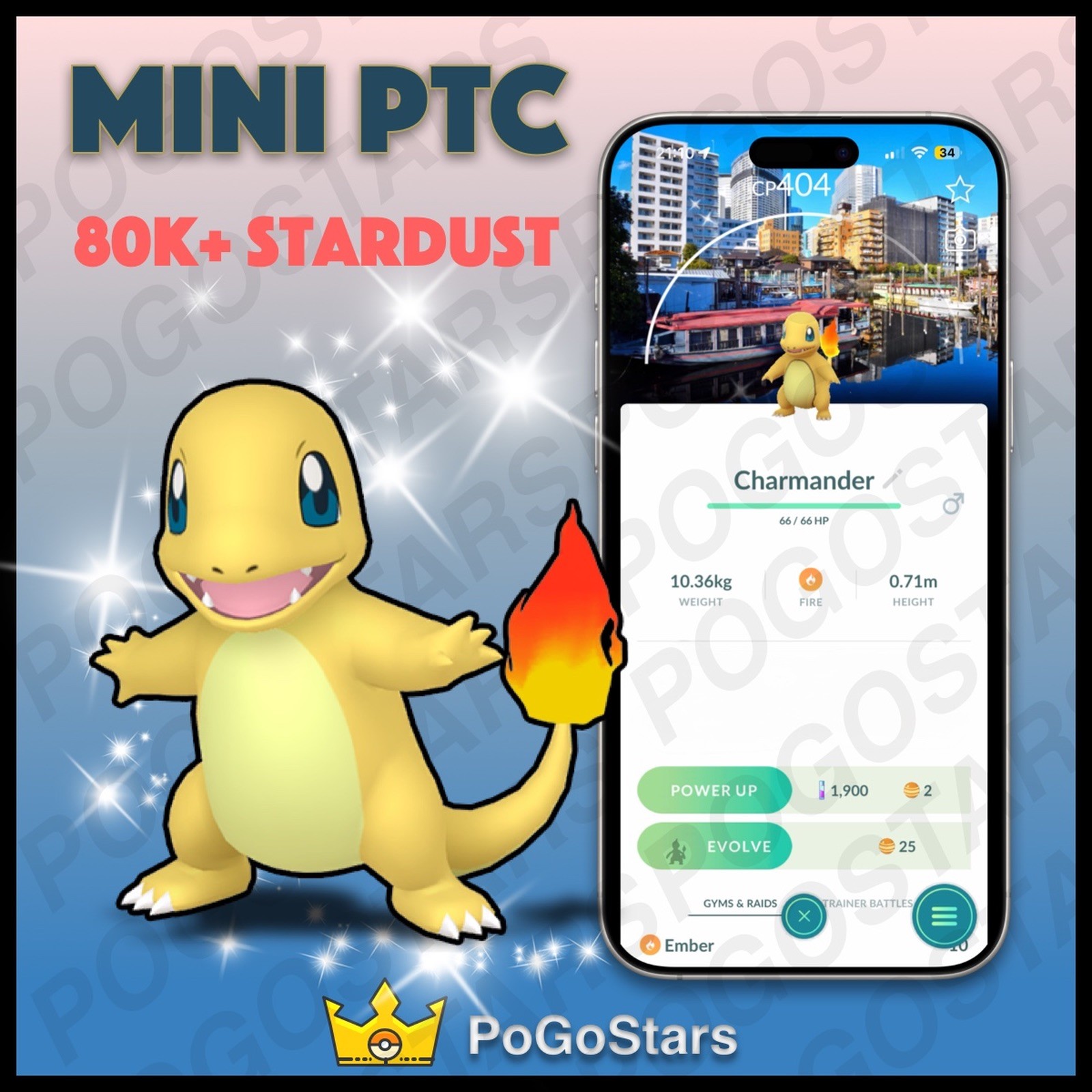 Pokémon PTC GO – Shiny Charmander – Shinagawa Stamp Rally✨Special Background✨