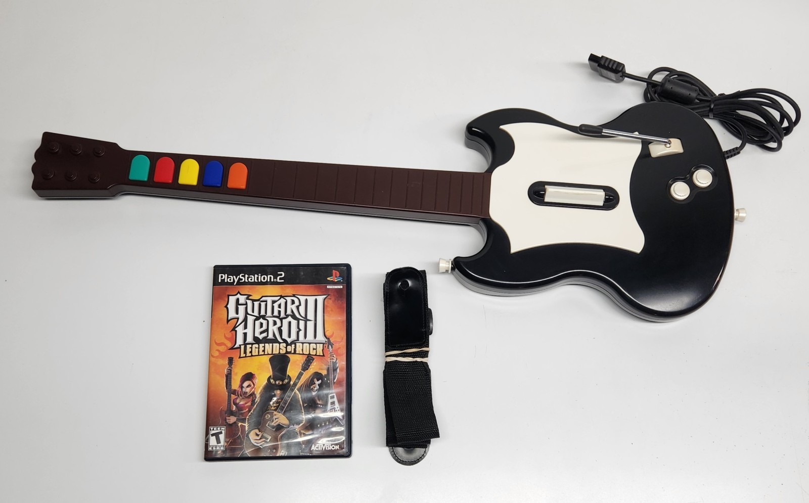 RedOctane SG Wired Controller Black PS2 Guitar Hero Controller & Game TESTED