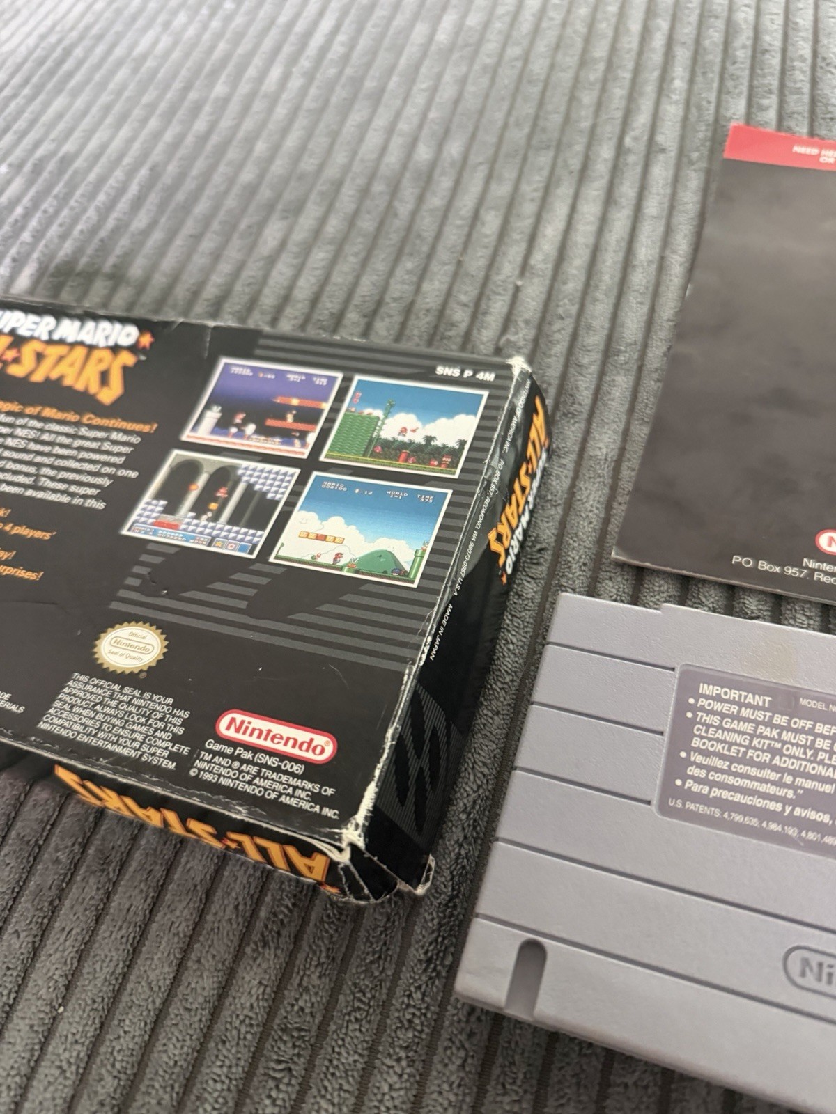 Super Mario All-Stars Super Nintendo SNES (1993) Excellent Manual Fair Box Test!
