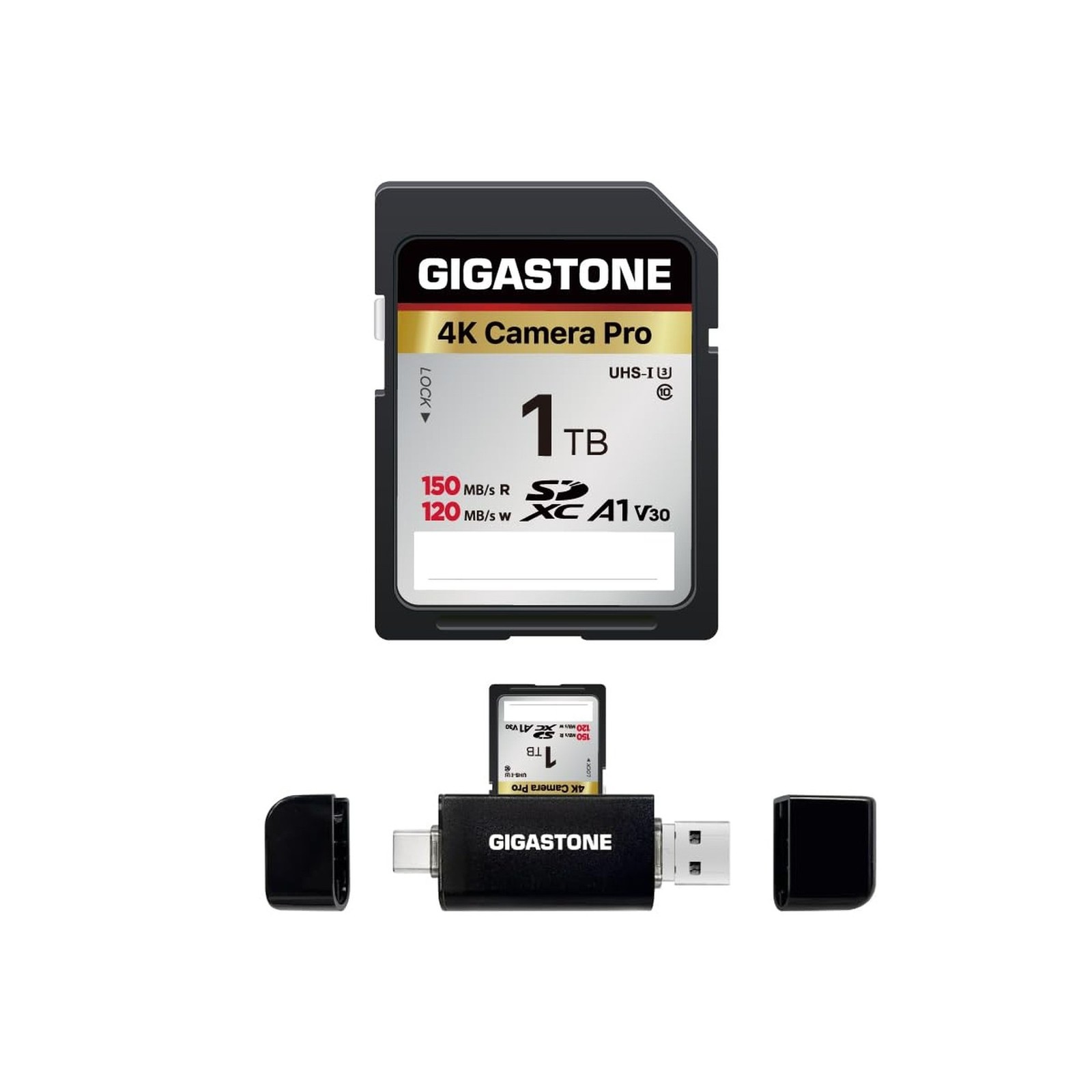 【5-Years Data Recovery】 GIGASTONE 1TB SD Card with USB Type C Card