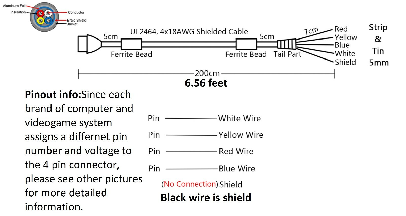 Power cable for Blue Chip, ColecoVision, Spectravideo 318/328, and TI-99 series