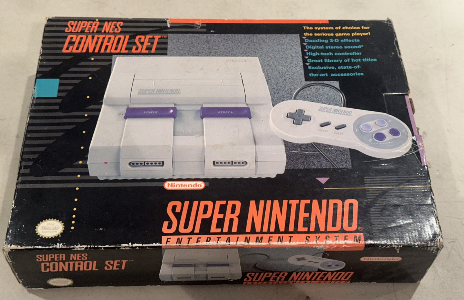 Super NES Nintendo Console Control Set COMPLETE IN BOX 2 Controllers