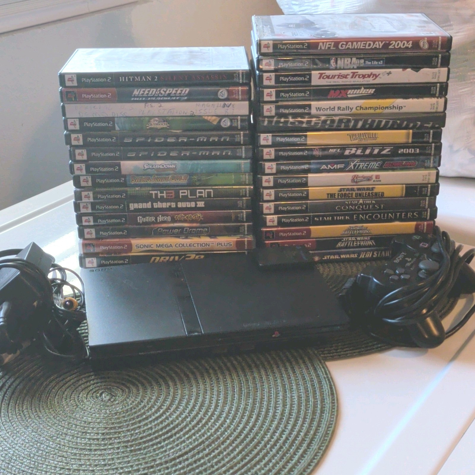 Sony PlayStation 2 PS2 Console Bundle w/ Controller, Cable & Games