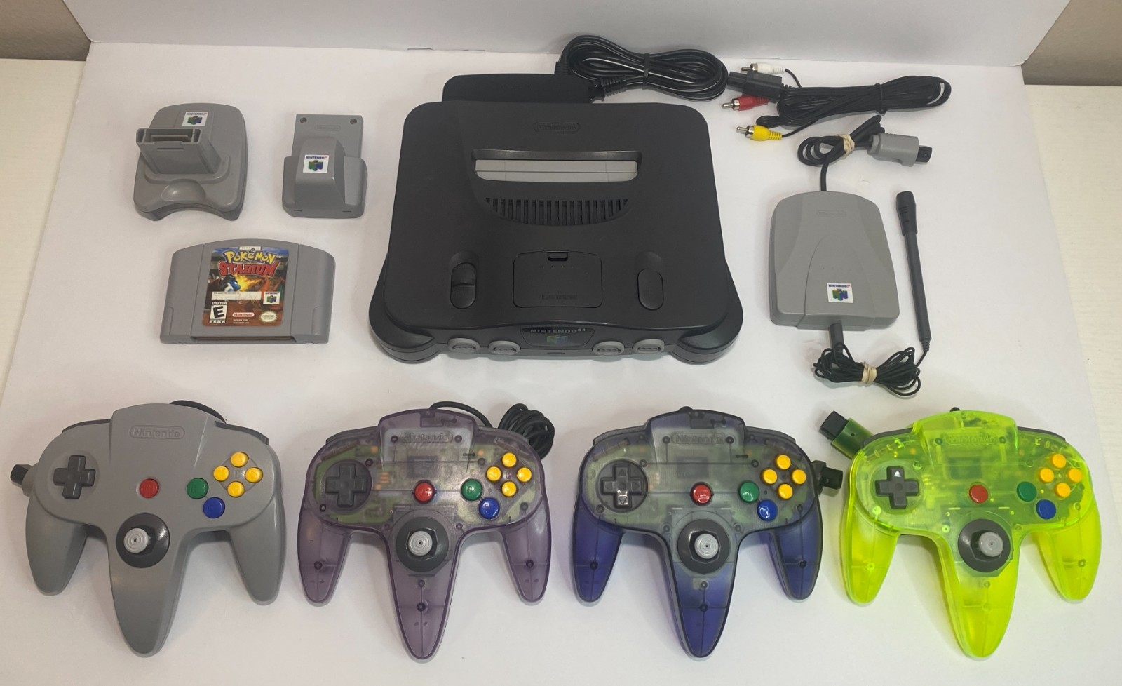 Nintendo 64 N64 Console Bundle – 4 Controllers, Pokemon Stadium & Expansion Pak