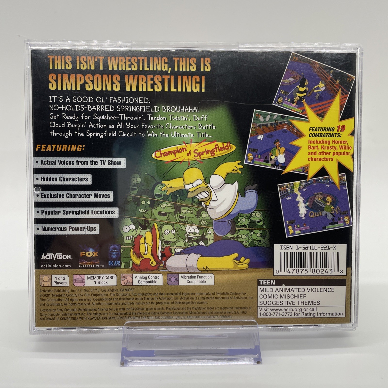 The Simpsons Wrestling (Sony PlayStation 1, PS1) Complete W/ Manual & Reg Card