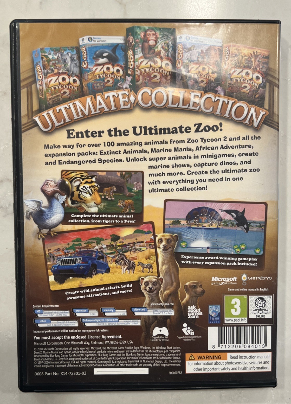 Zoo Tycoon 2 Ultimate Collection PC Game 2008 Missing Disc 1 PEGI