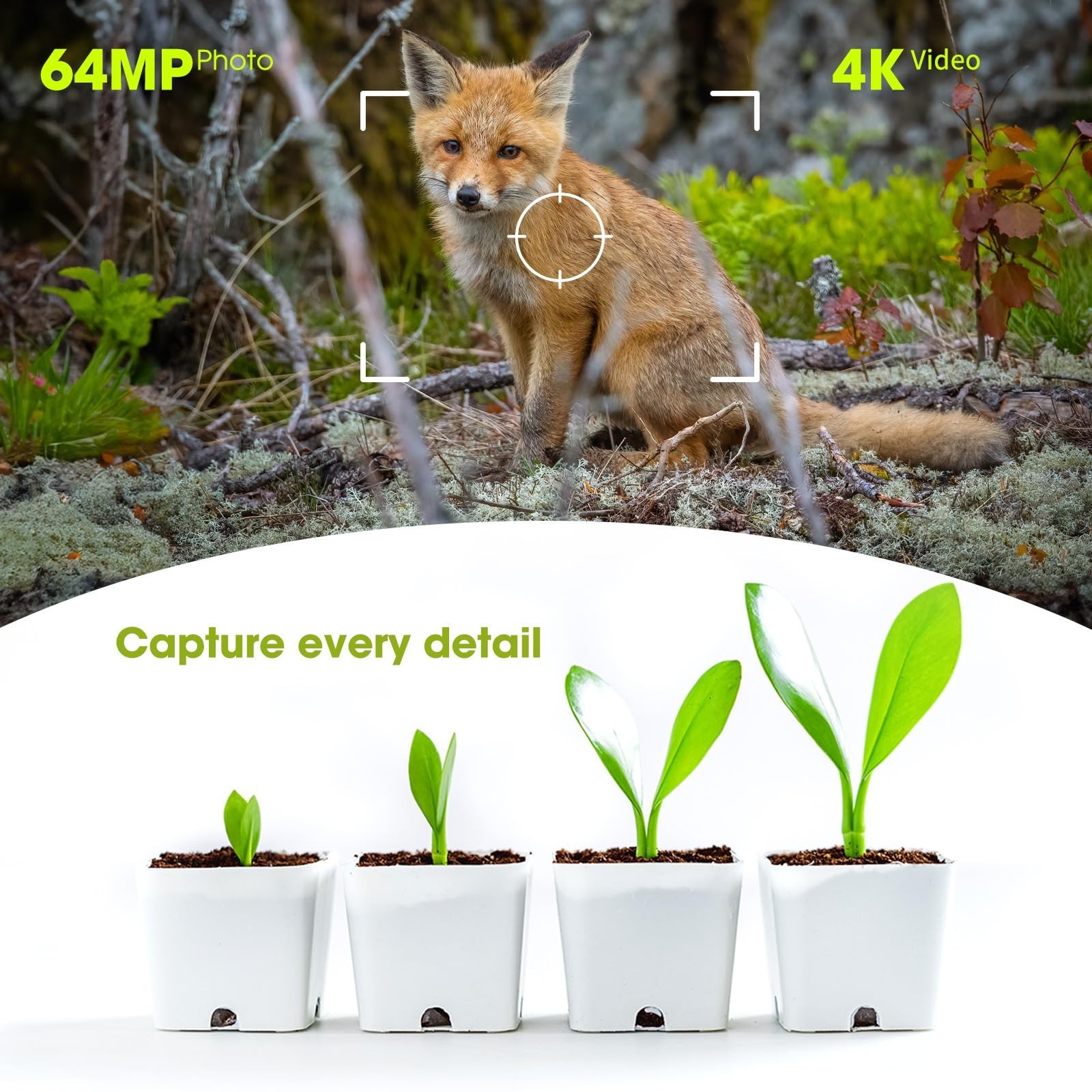 Trail Camera 4K 64MP Solar Game Camera with 5000mAh Forever Power, 64GB Memor…
