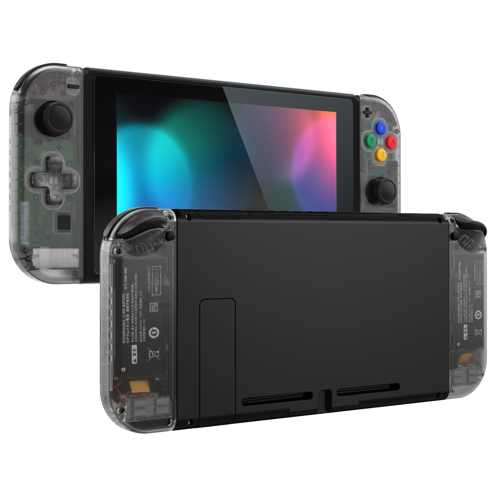 Clear Black Full Shell Case W/ Buttons Dpad Version for Nintendo Switch Joy con