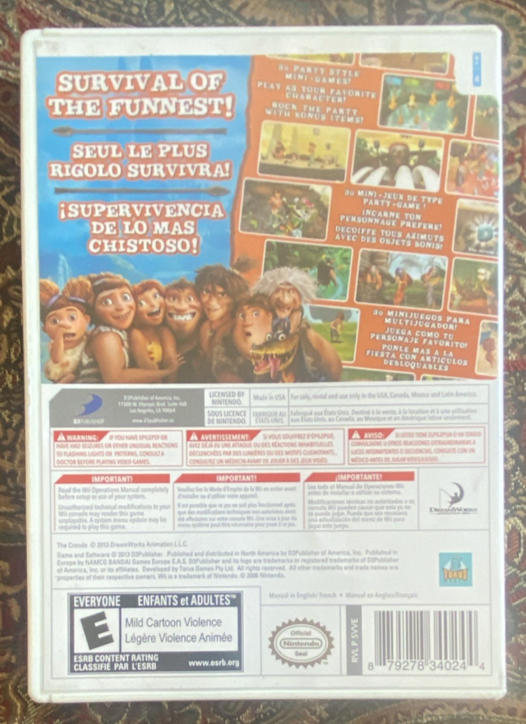 D3Publisher The Croods: Prehistoric Party! – Nintendo Wii Complete w/ Manual E
