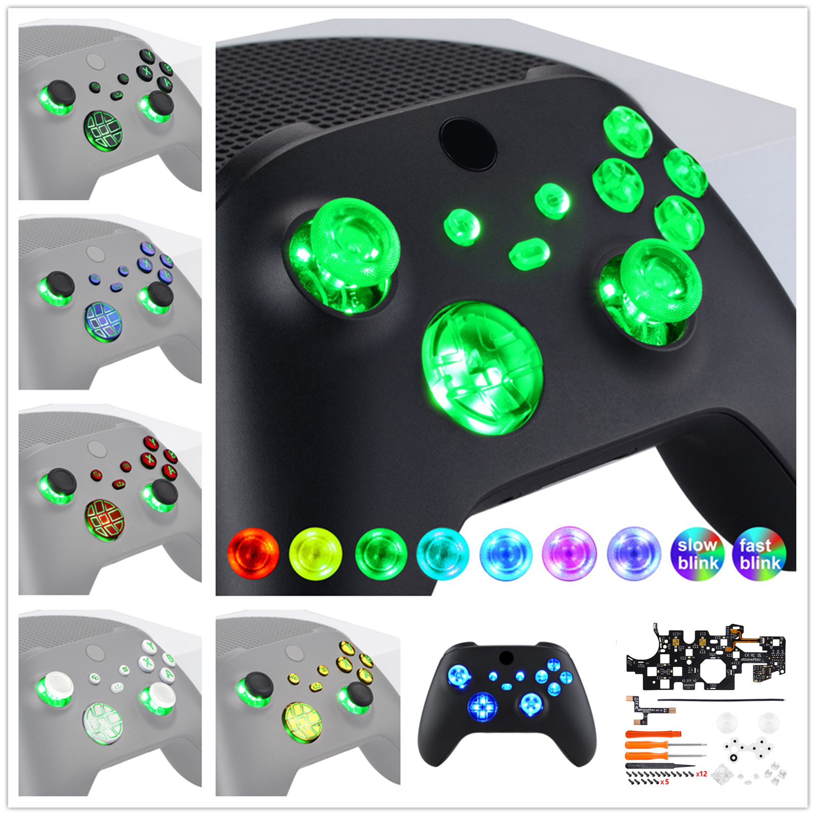 eXtremeRate MultiColors LED Kit for Xbox Series X & S Controller 7 Color 9 Modes