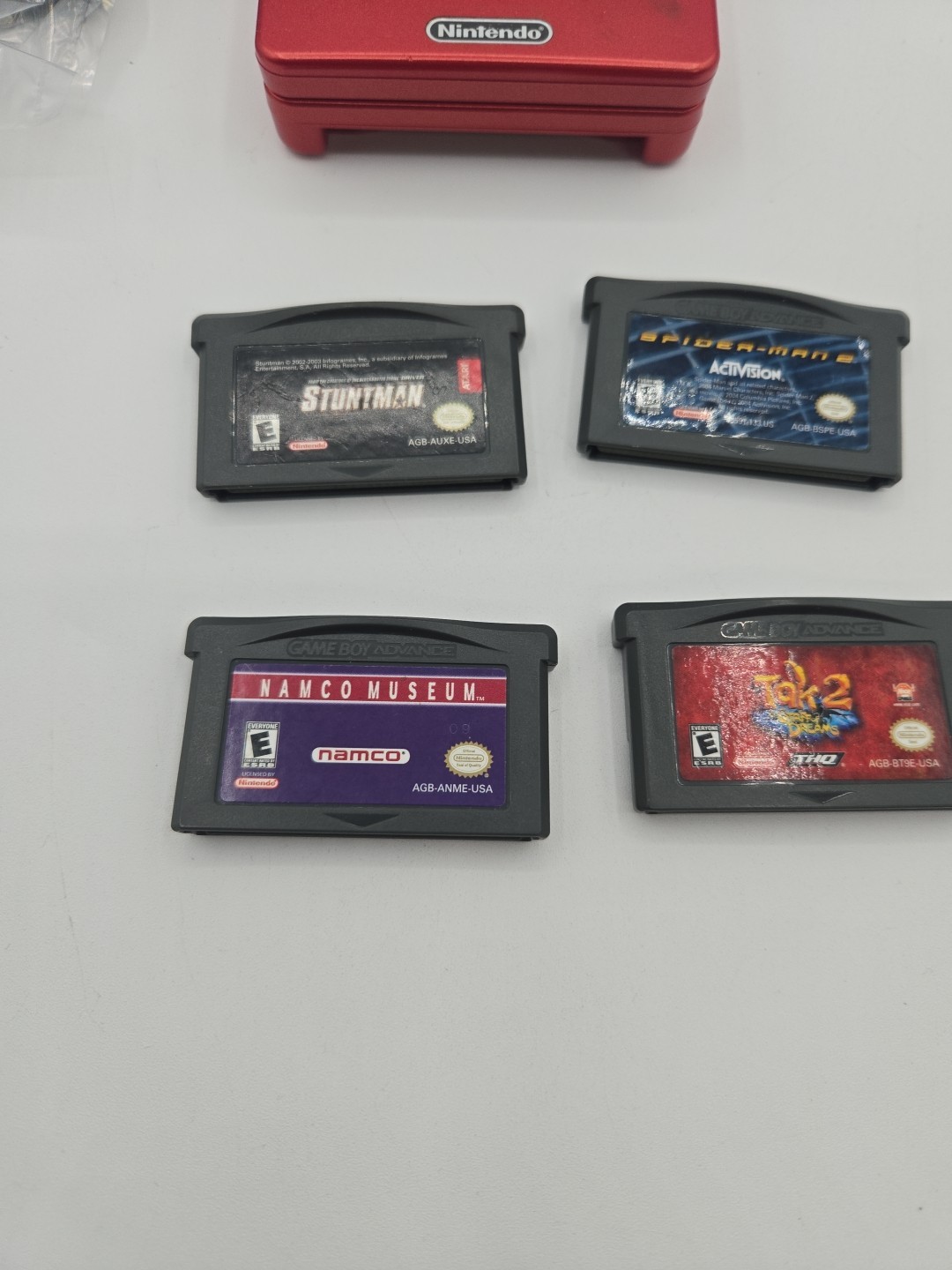 Nintendo Game Boy Advance SP Handheld System Flame Red W/charger And 4 Games