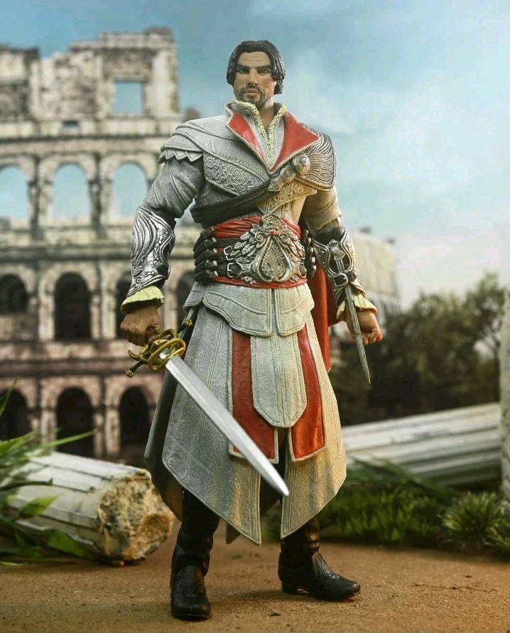 NECA Assassin’s Creed Brotherhood Ezio Auditore Action Figure Box Sword Ubisoft