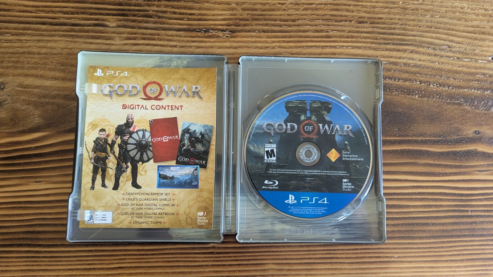 God of War and Collectors Steel Book Case (PS4)