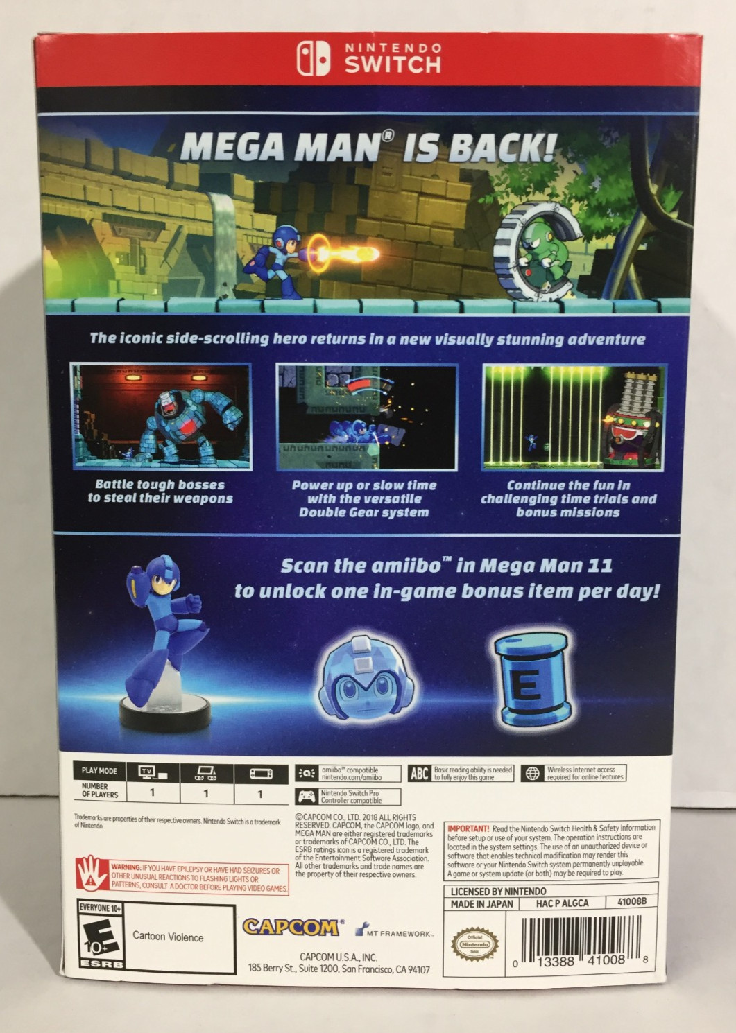 MEGA MAN 11 amiibo Edition NINTENDO SWITCH w/ SEALED Game & Figure CIB Megaman