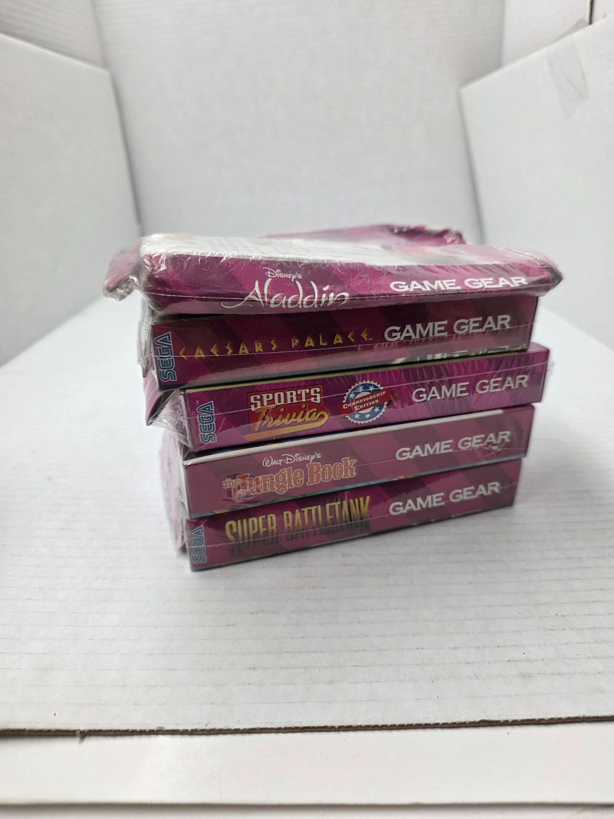 5 NEW Sega Game Gear Games Damaged boxes Aladdin,Jungle Book,Battle,Caesars #O6