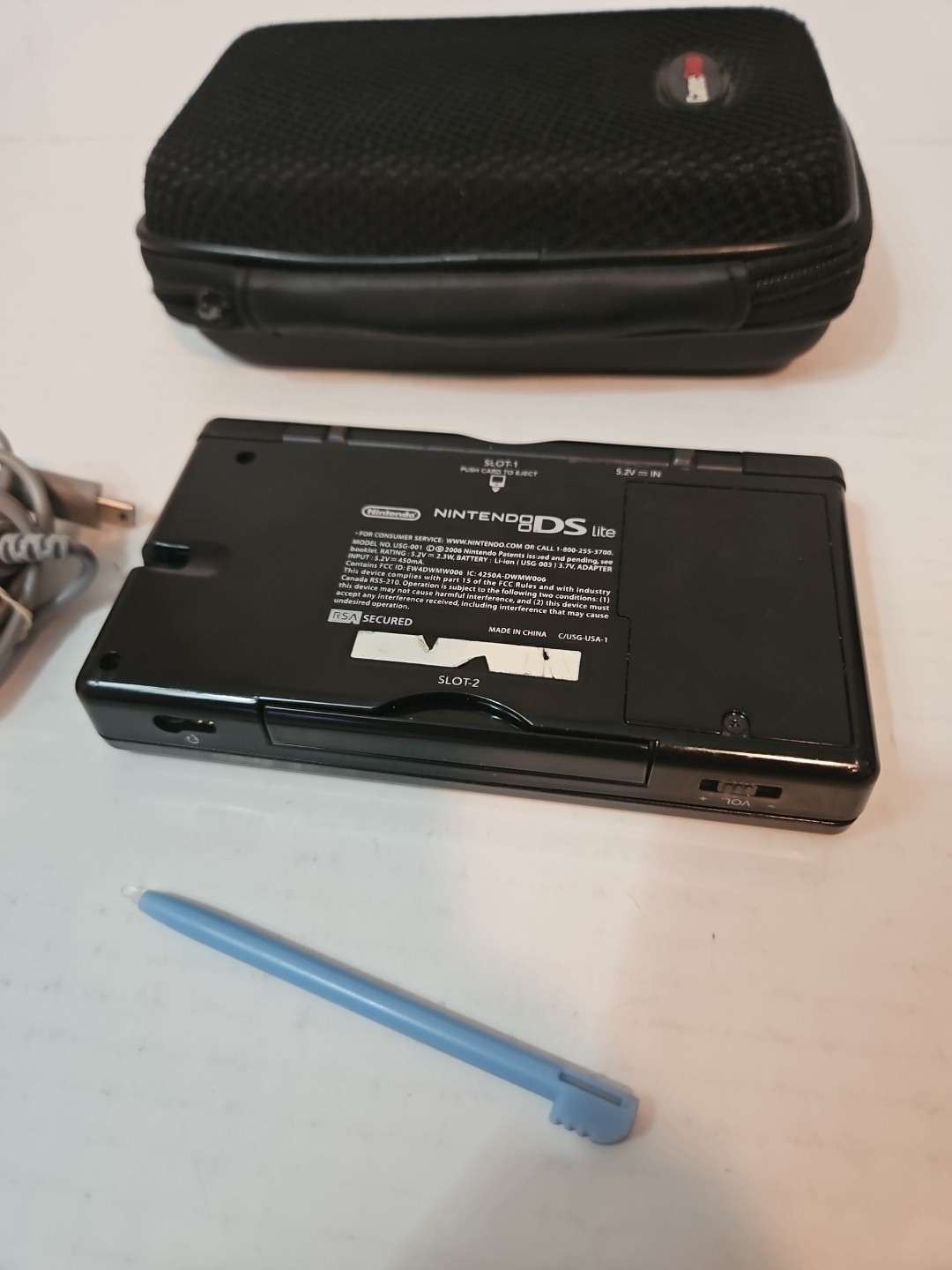 Nintendo DS Lite Onyx Black With Slot Protector. READ TESTED PARTS OR REPAIR