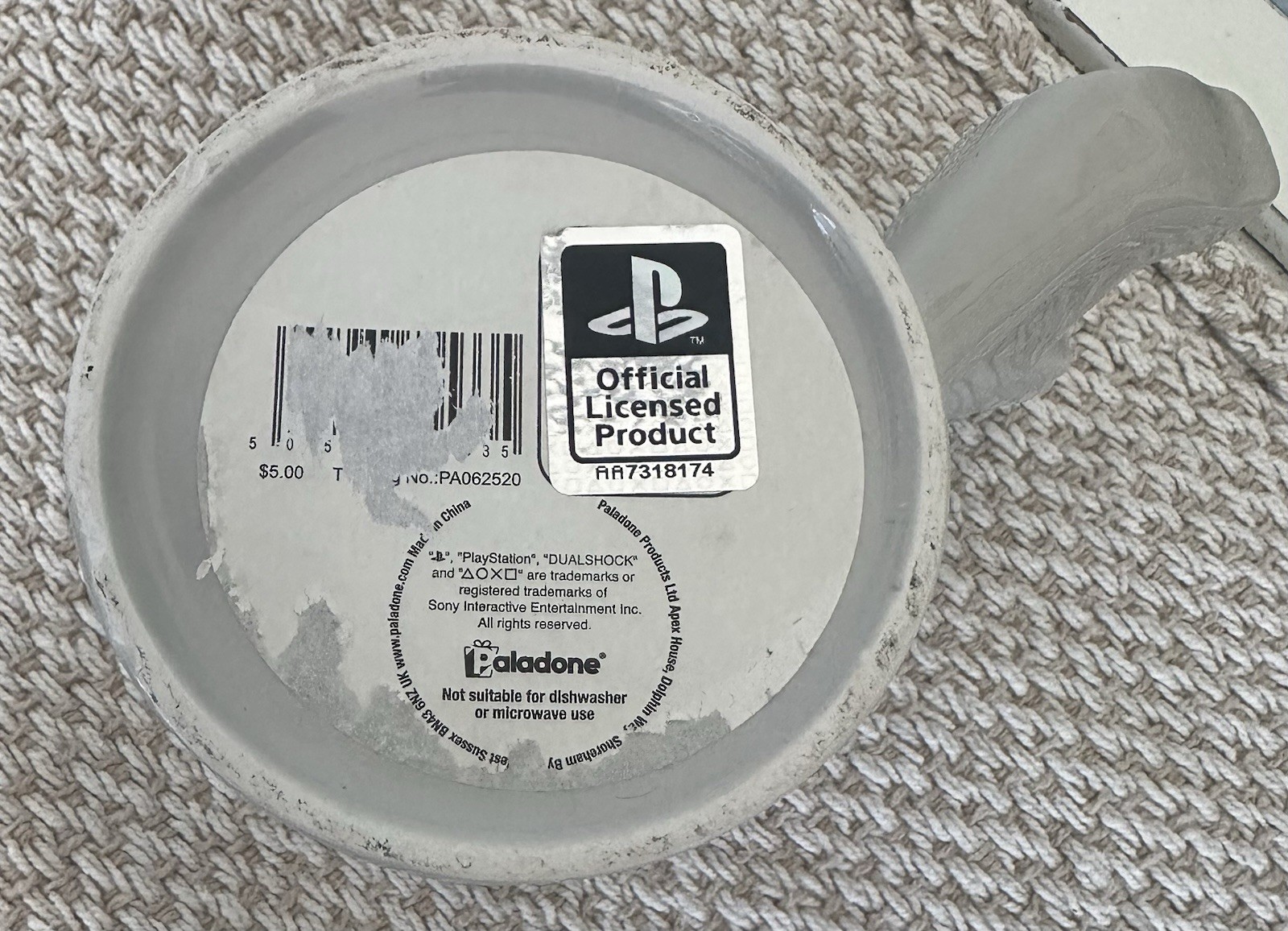 Paladone PlayStation Ceramic Mug w/ Controller Handle, Gray (PA062520)