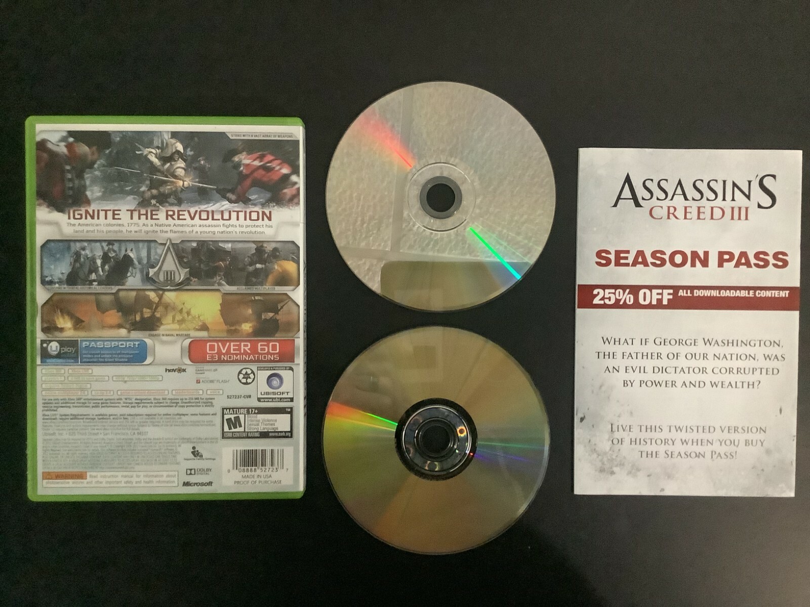 Assassin’s Creed III 3 Xbox 360 Complete w/ Manual – Good Shape