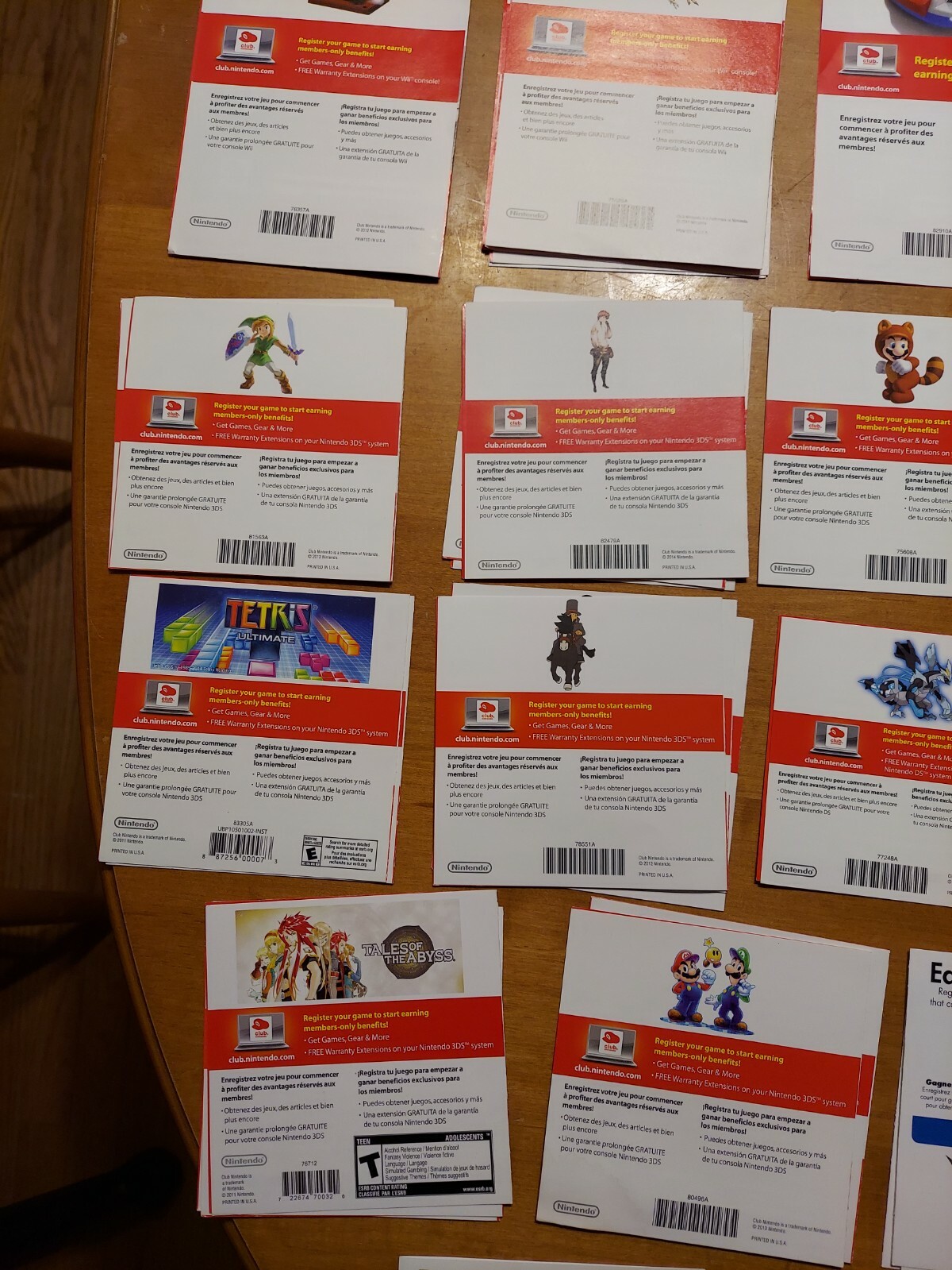 LOT OF 92 Wii Wii U 3DS Club Nintendo Video Game Inserts + Bonuses EXPIRED READ