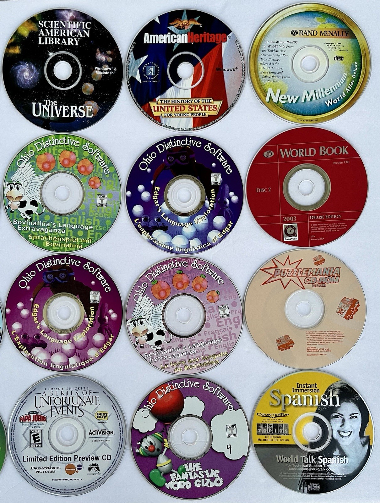Huge Vintage PC CD-ROM Lot – Oregon Trail, Candy Land, Ohio Distinctive Software