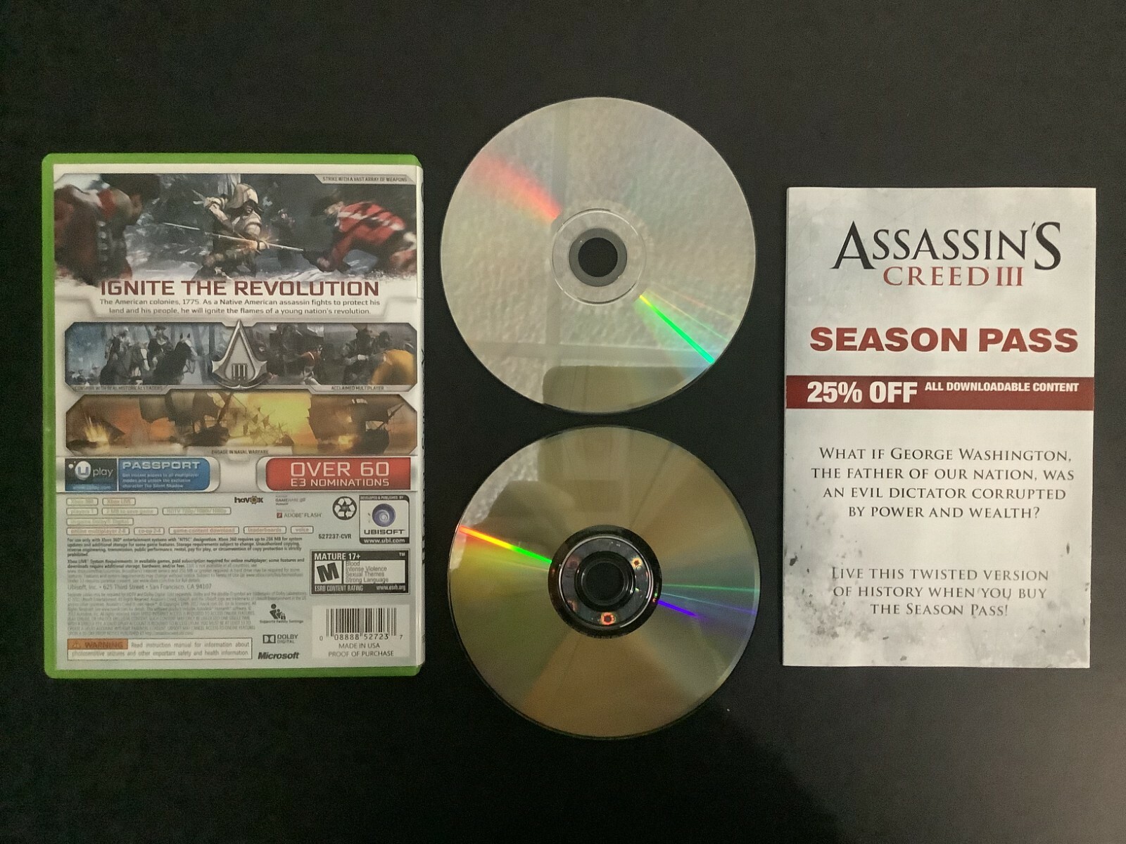 Assassin’s Creed III 3 Xbox 360 Complete w/ Manual – Good Shape