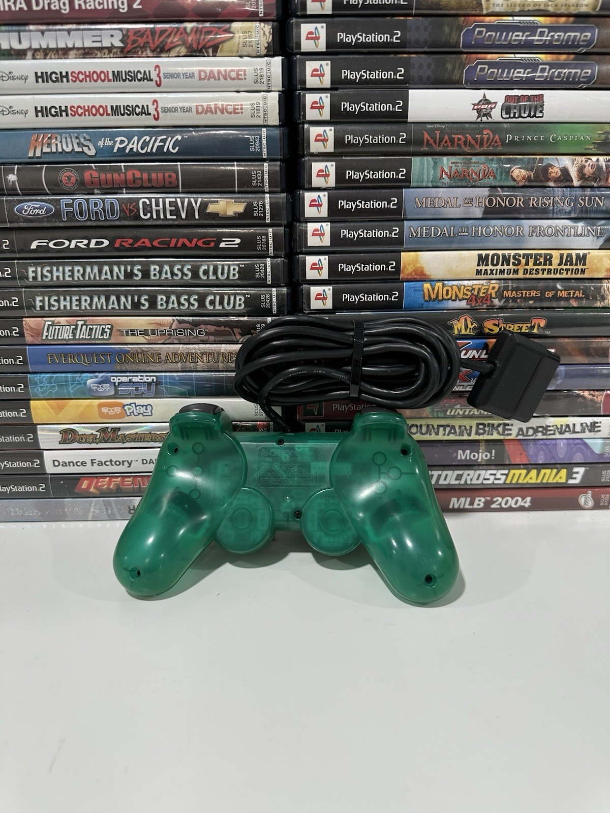 Sony PS2 GREEN Wired Controller OEM DualShock PlayStation 2 AUTHENTIC