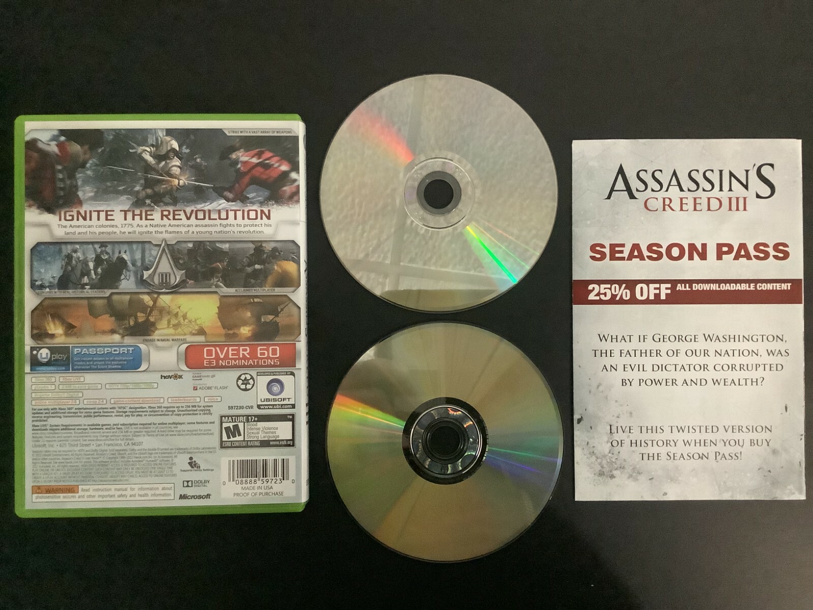 Assassin’s Creed III 3 Xbox 360 Complete w/ Manual – Good Shape