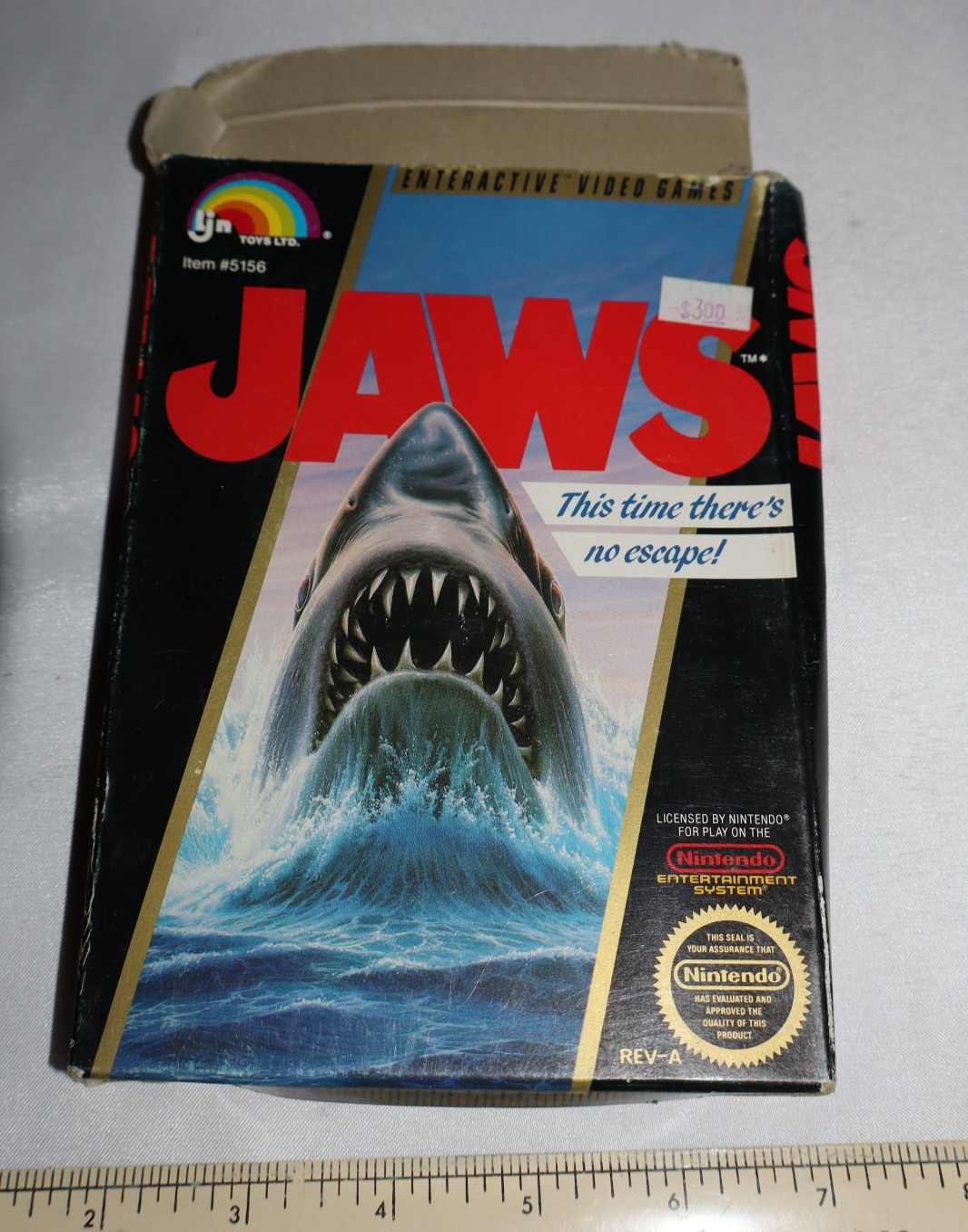 1987 Jaws Nintendo NES Box Only w Styrofoam No Video Game 80s RARE HTF VTG Movie