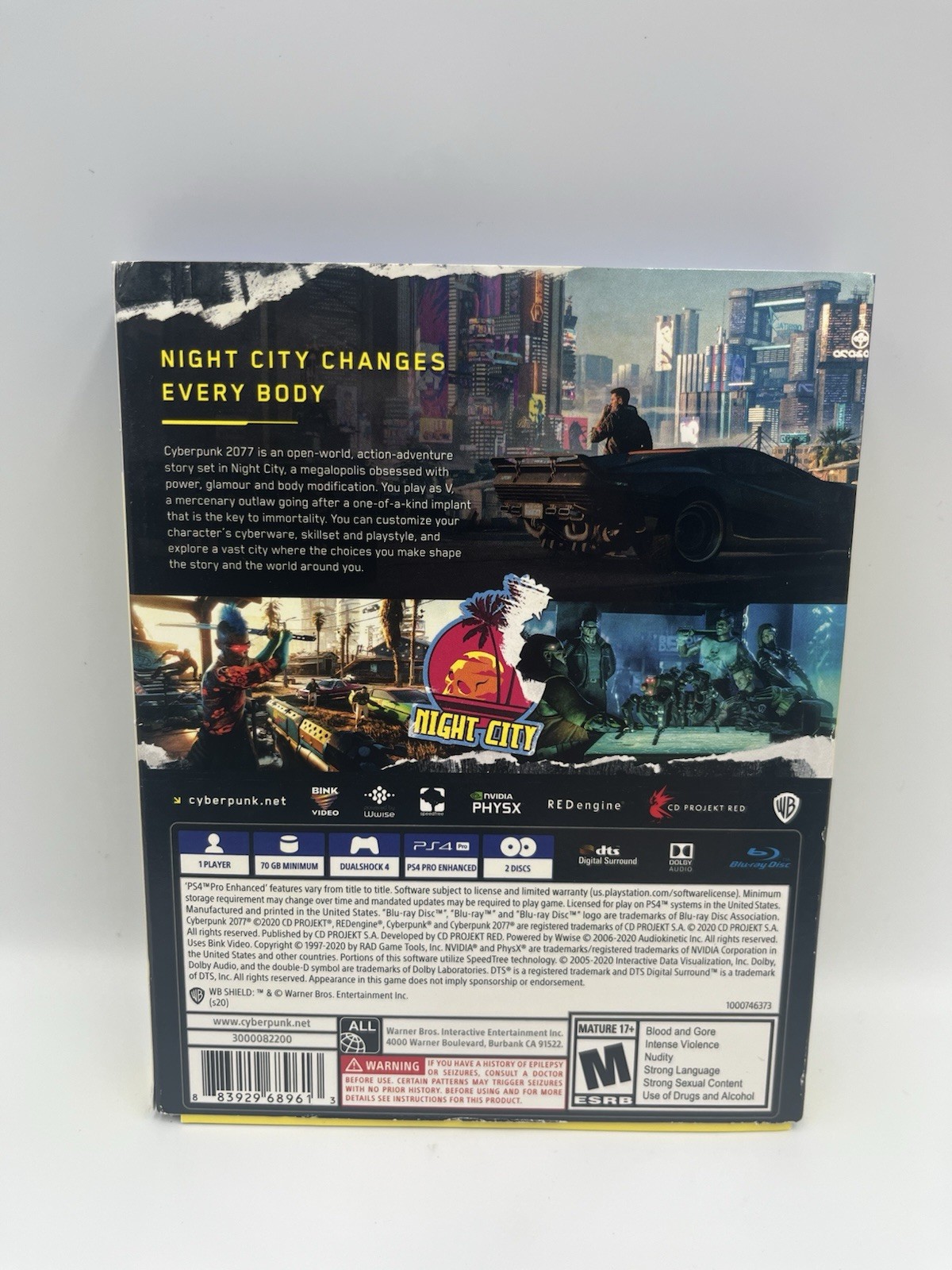 Cyberpunk 2077 PS4 2-Disc w/ Case, Manual, Insert, and Map