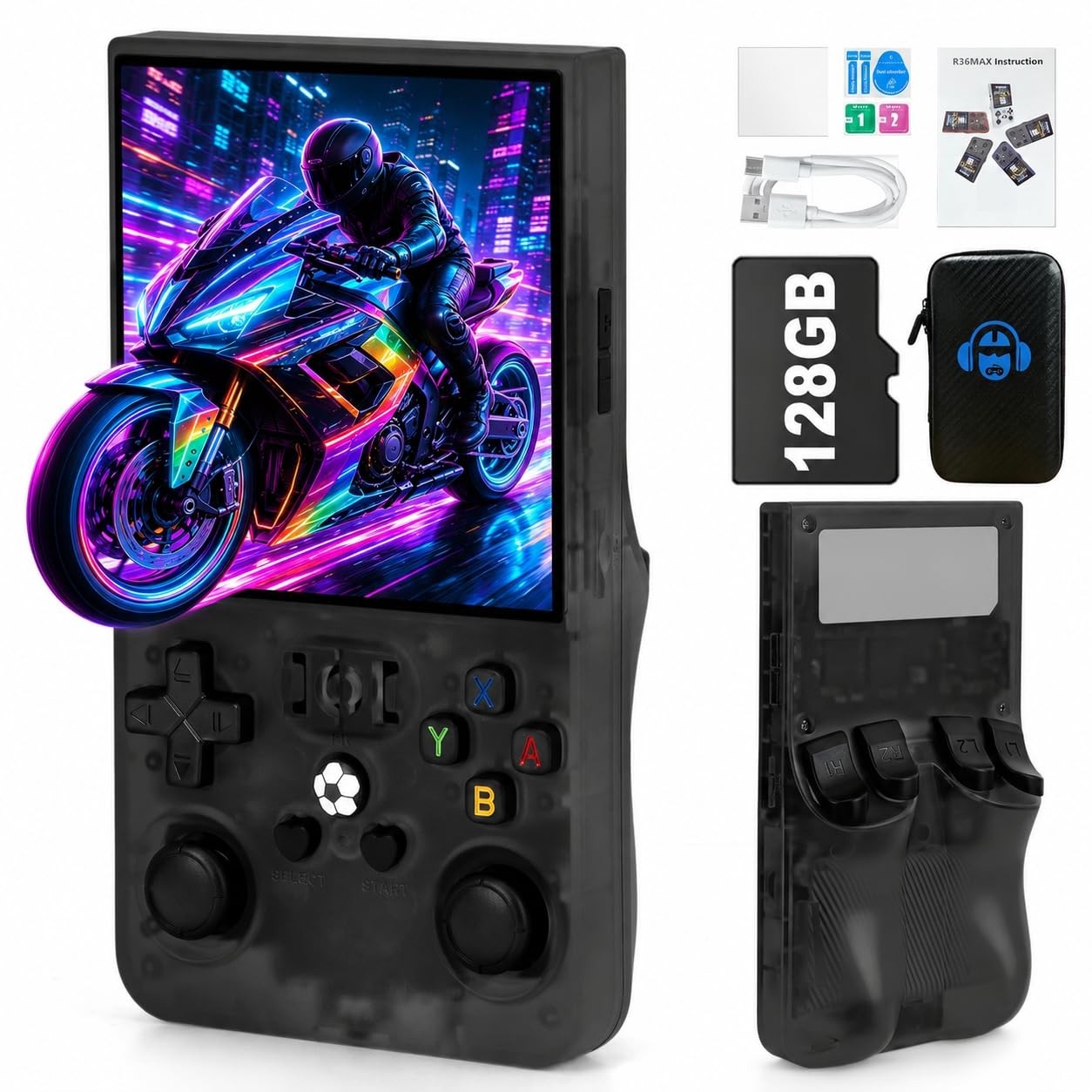 Rhesusco R36MAX Handheld Game Console – 4.0-Inch Screen, Support 22000+Classi…