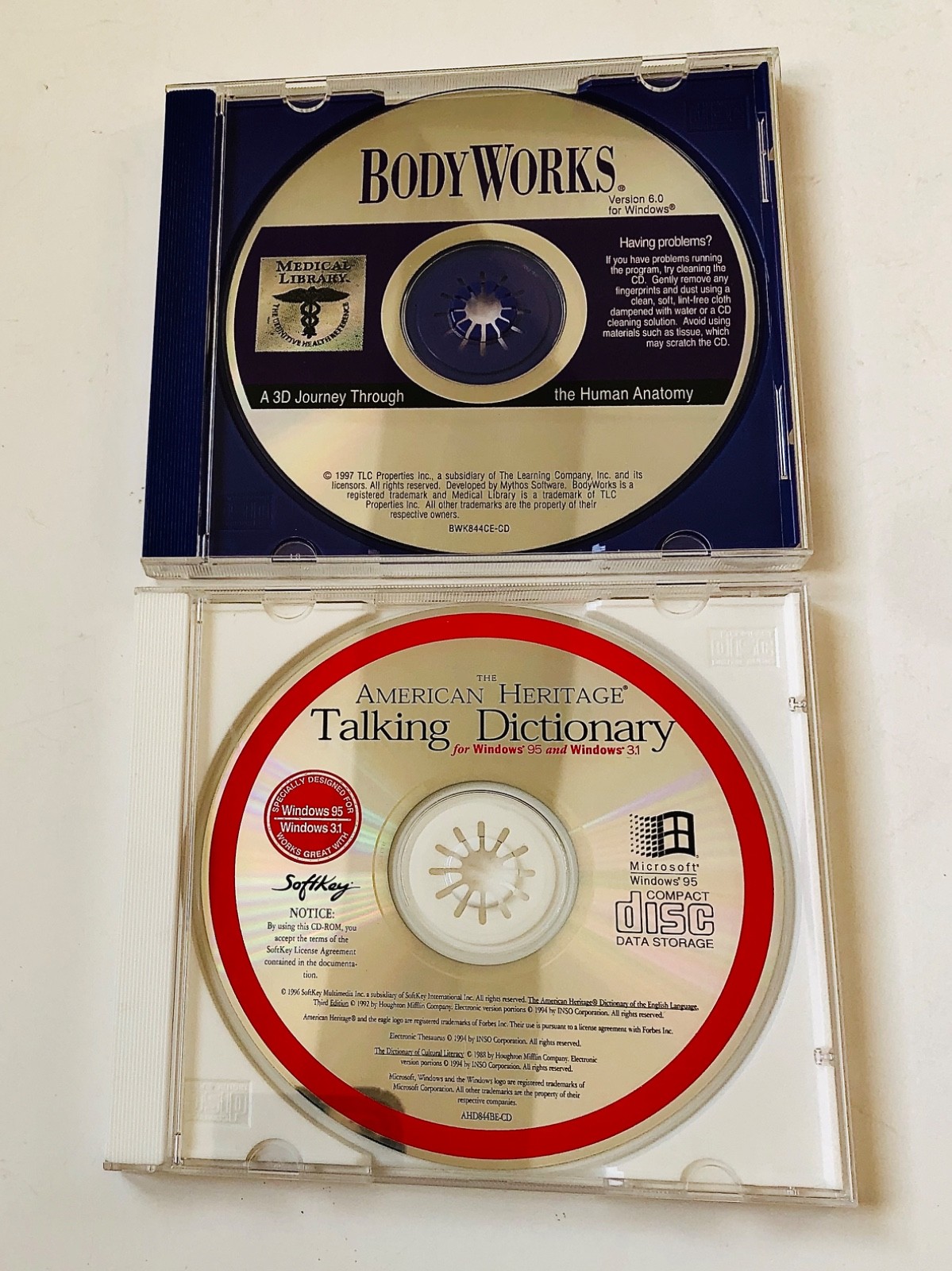 2X American Heritage Talking Dictionary & Body Works 3D Journey CD Windows