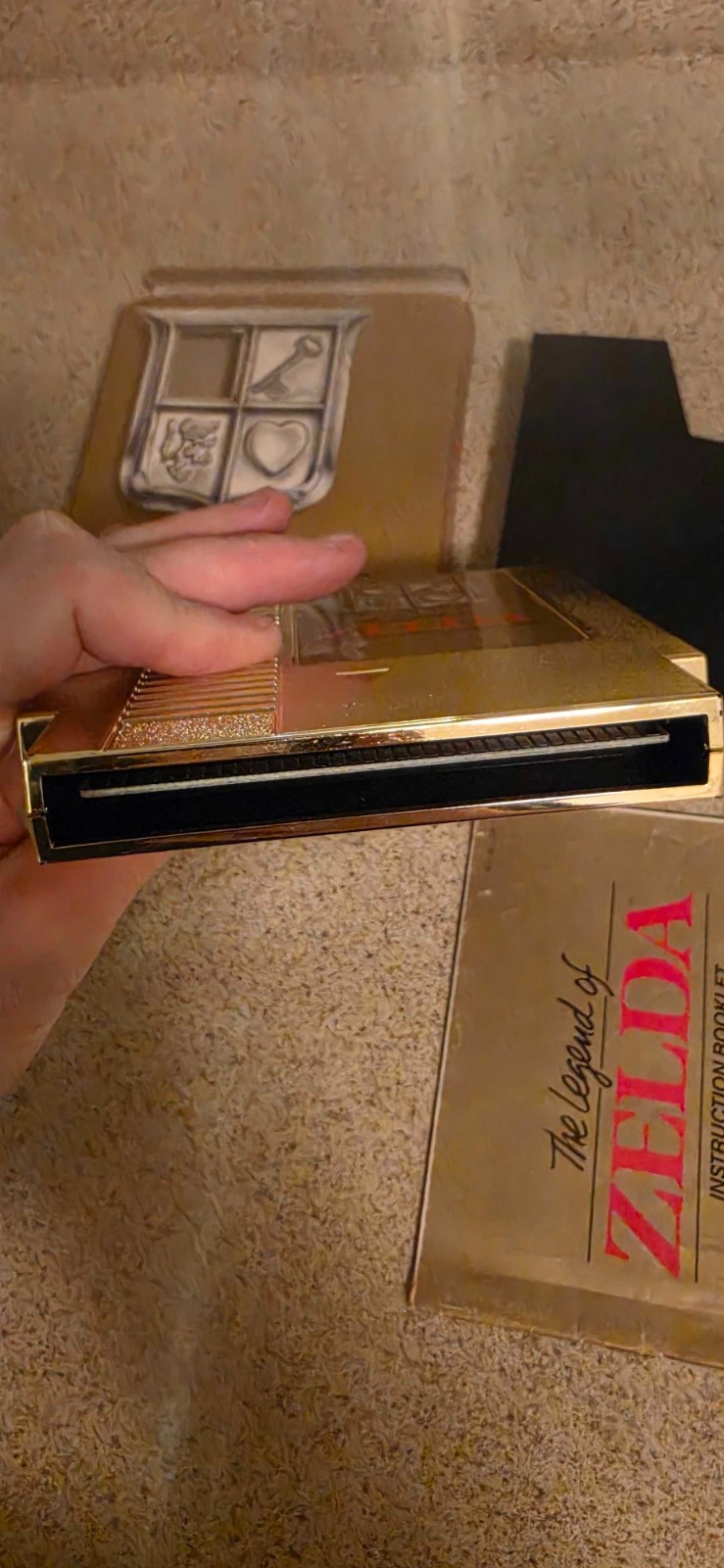 Legend of Zelda NES 5 Screw Gold Cartridge Box Manual Styrofoam Nintendo