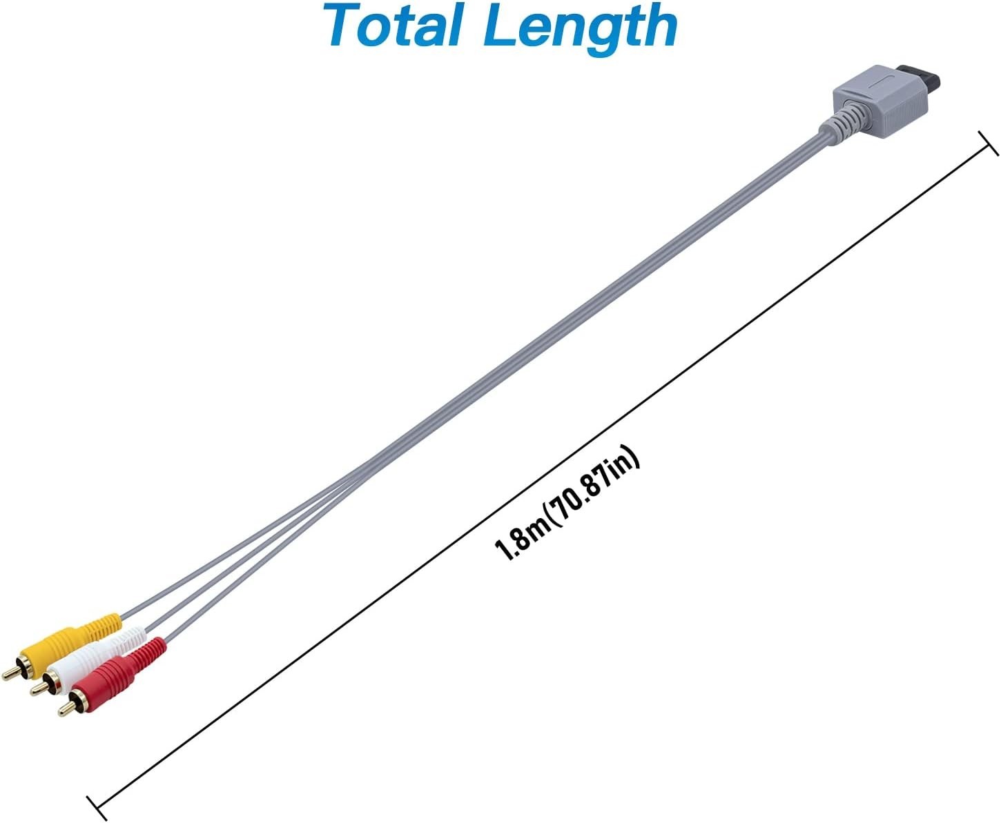 6FT Gold-Plated AV Cable for Wii and Wii U – Perfect for TV Connection