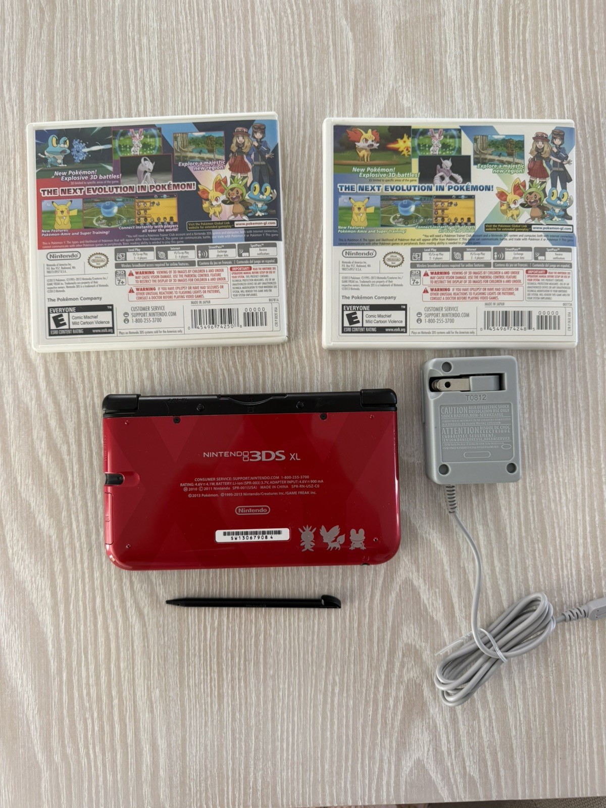 Nintendo 3DS XL Pokémon X and Y Red Handheld Console SPR-001 Tested w X&Y games