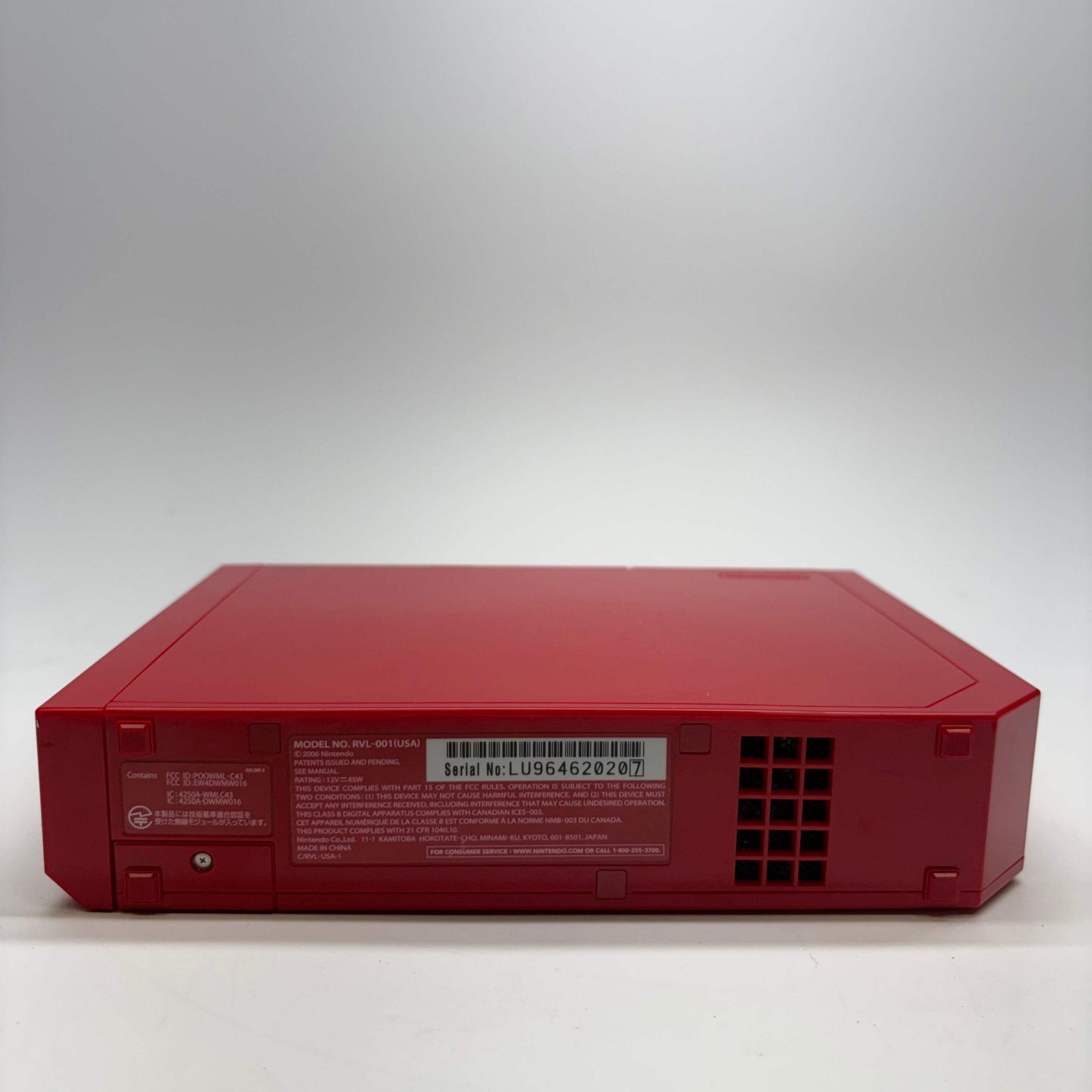 Nintendo Wii Console Gaming System RVL-001 Mario Red Edition